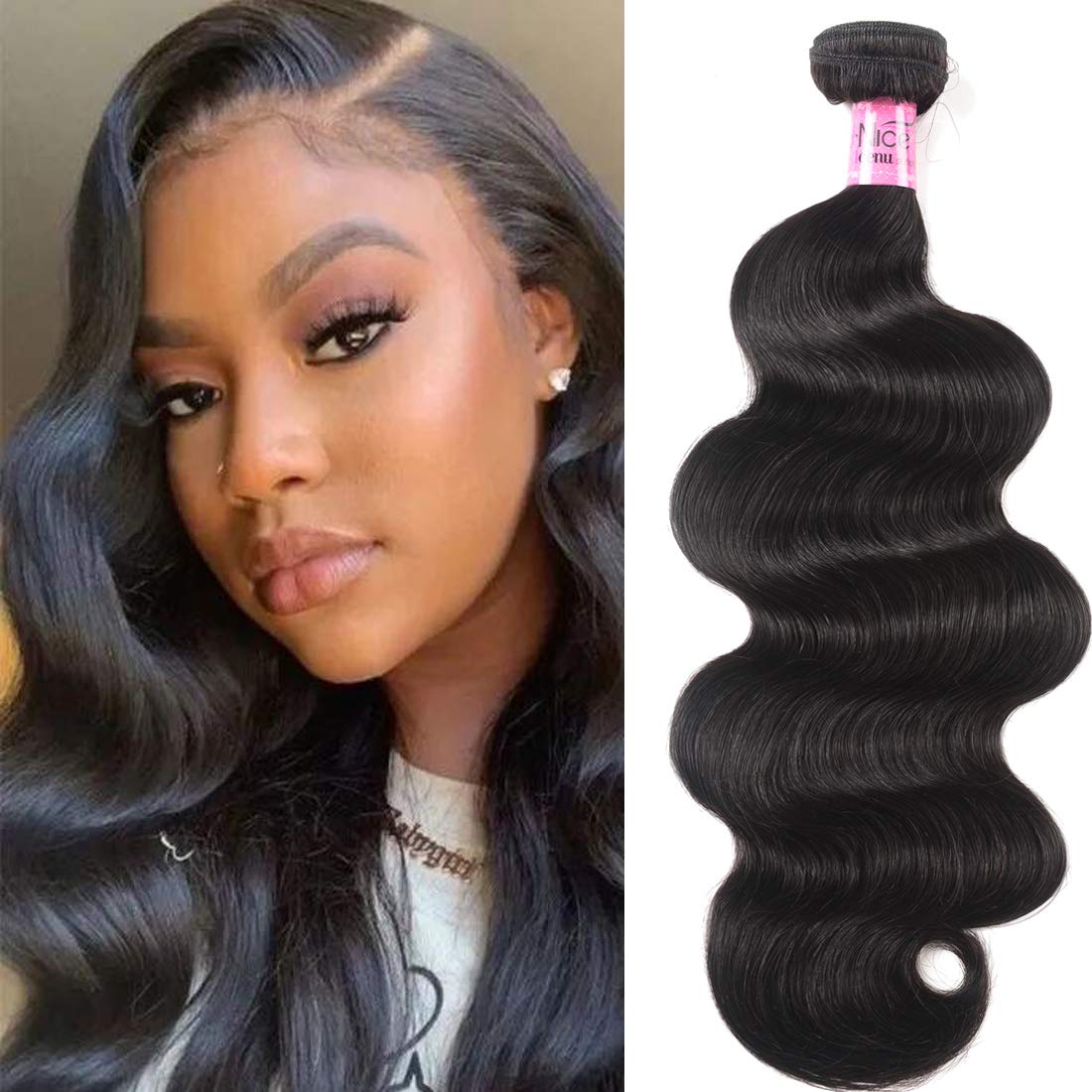 UNice Brazilian Body Wave 100% Virgin Human Hair Weave Extensions - 30 Inch 1 Bundle, Natural Black, Unprocessed, Can Be Dyed & Bleached - Perfect for Daily Styling, Special Occasions & Salon Use