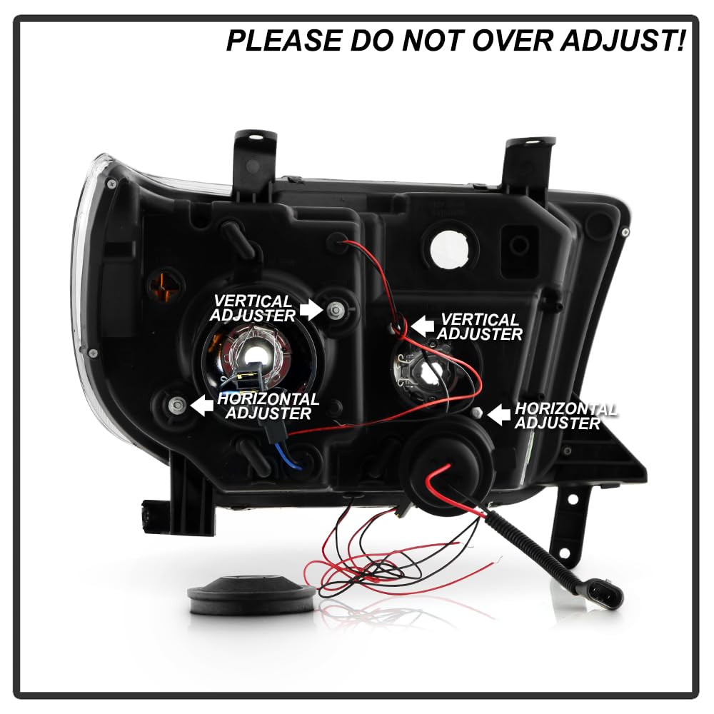Xtune LED Projector Headlights with Halo Ring for Toyota Tundra & Sequoia - Durable Off-Road Lighting Upgrade for Night Driving & Adventure