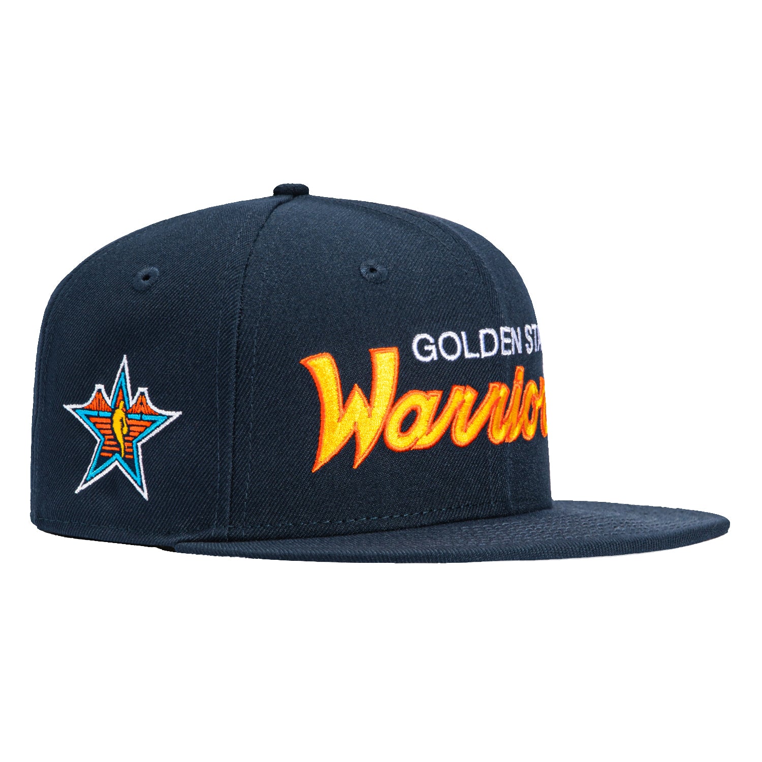 New Era 59Fifty Golden State Warriors 2025 NBA All-Star Game Patch Snapback Hat - Navy, Gold & Orange - Official Licensed Basketball Cap for Fans & Streetwear Fashion