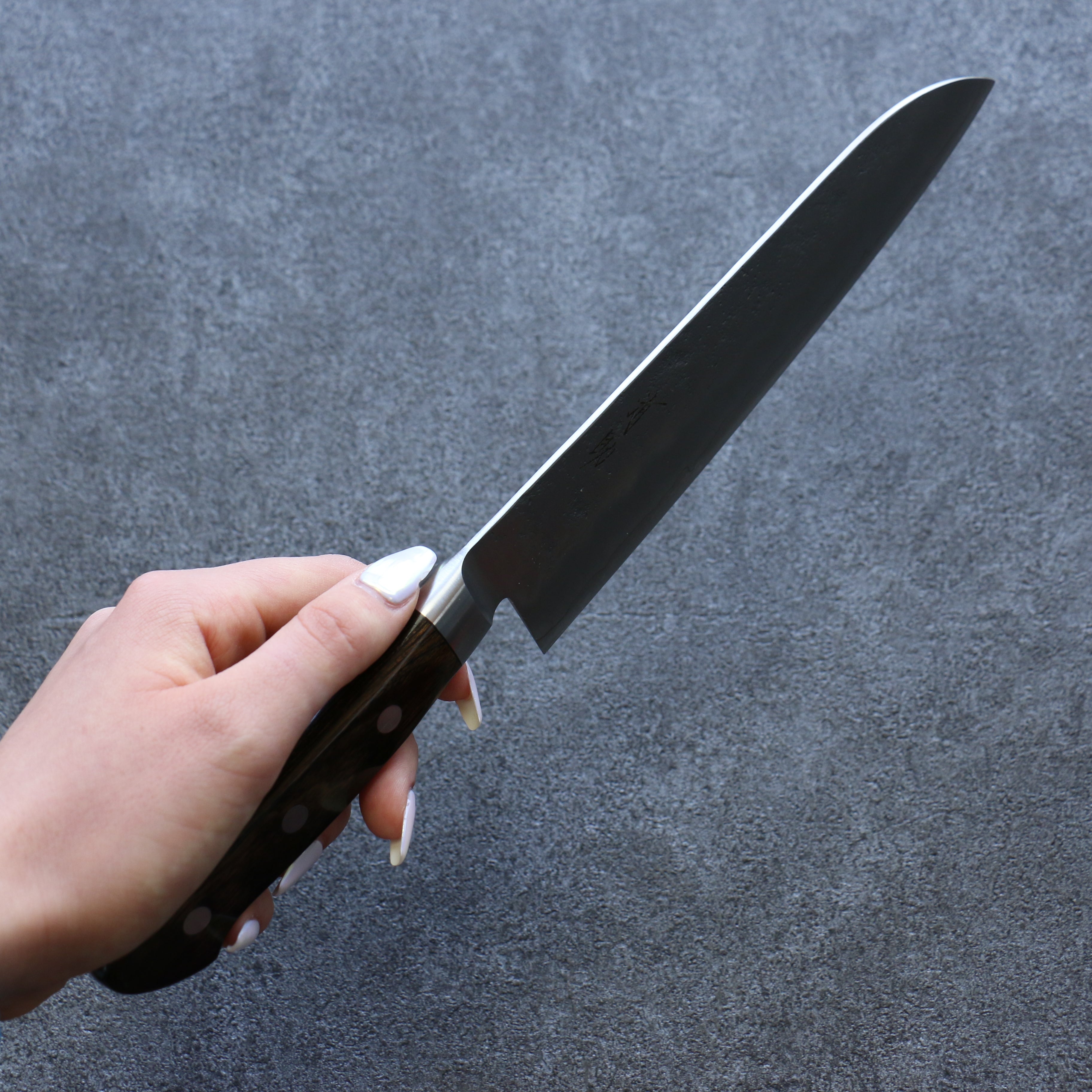 Premium Seisuke Silver Steel No.3 Nashiji Santoku Knife 180mm - Japanese Chef Knife with Brown Pakkawood Handle - Perfect for Slicing, Dicing & Chopping Vegetables, Meat & Fish