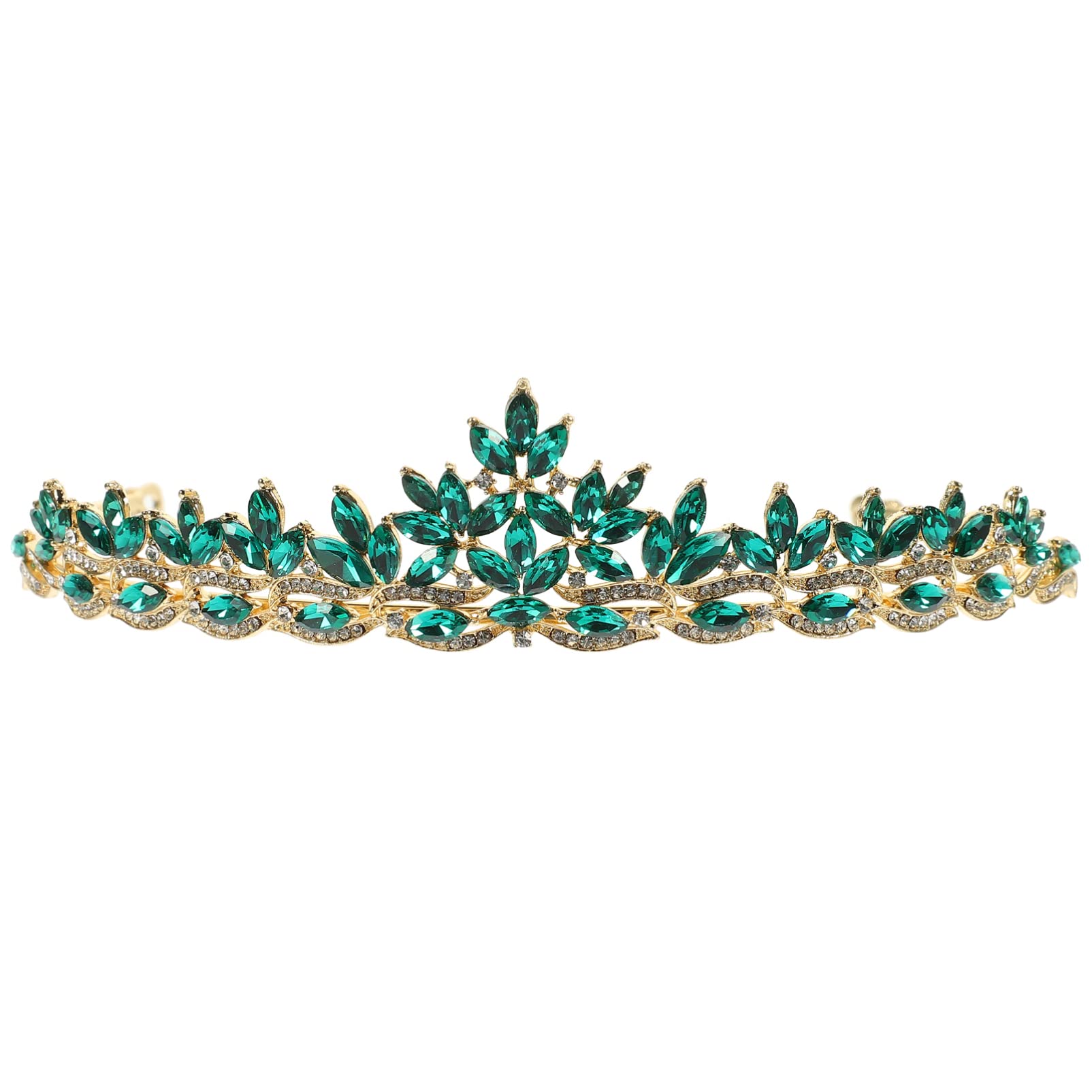 Uonlytech Princess Crown Hair Accessories for Girls & Brides - Green Wedding Tiara, Alloy Bridal Headdress & Hair Decorations | Perfect for Prom, Pageants & Special Occasions