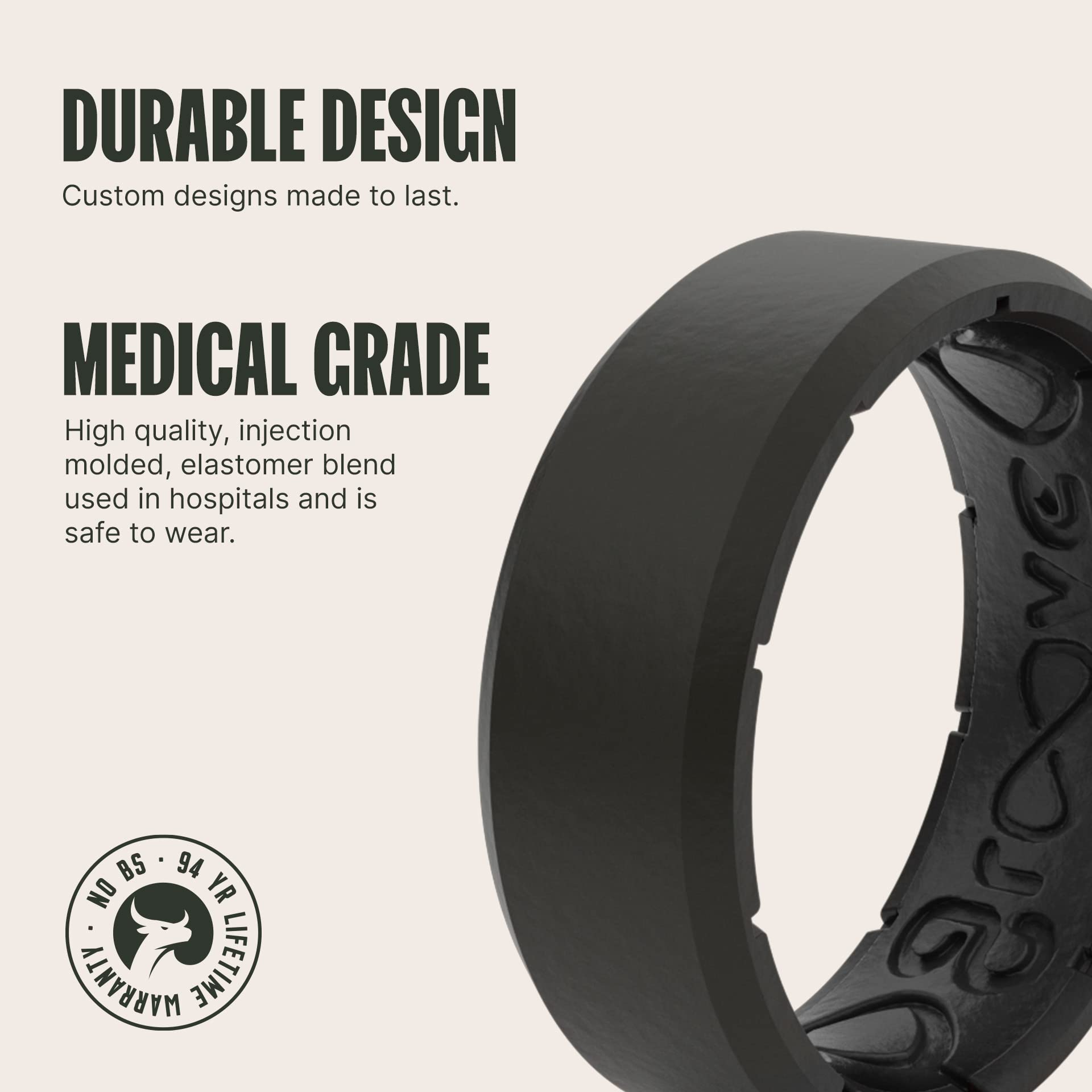 Groove Life Edge Silicone Ring for Men - Breathable Rubber Wedding Band with Unique Design & Lifetime Warranty - Comfort Fit for Active Lifestyle, Gym, Swimming & Outdoor Activities
