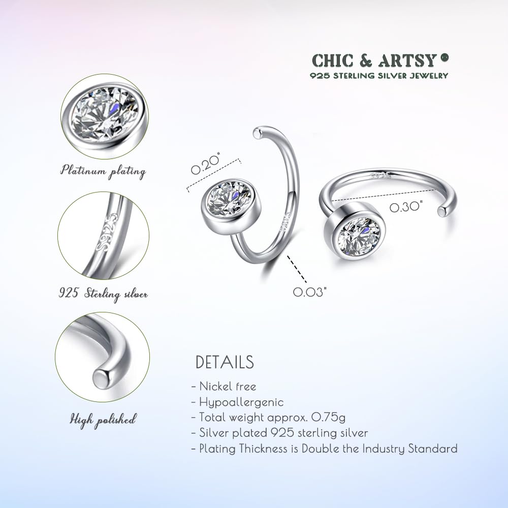 925 Sterling Silver Dainty Hug Hoop Earrings for Women - Synthetic Fire Opal/Turquoise/Moonstone/CZ Gemstone Huggie Hoops | Chic & Artsy Tiny Hoop Earrings for Everyday Wear, Date Night & Gift Giving