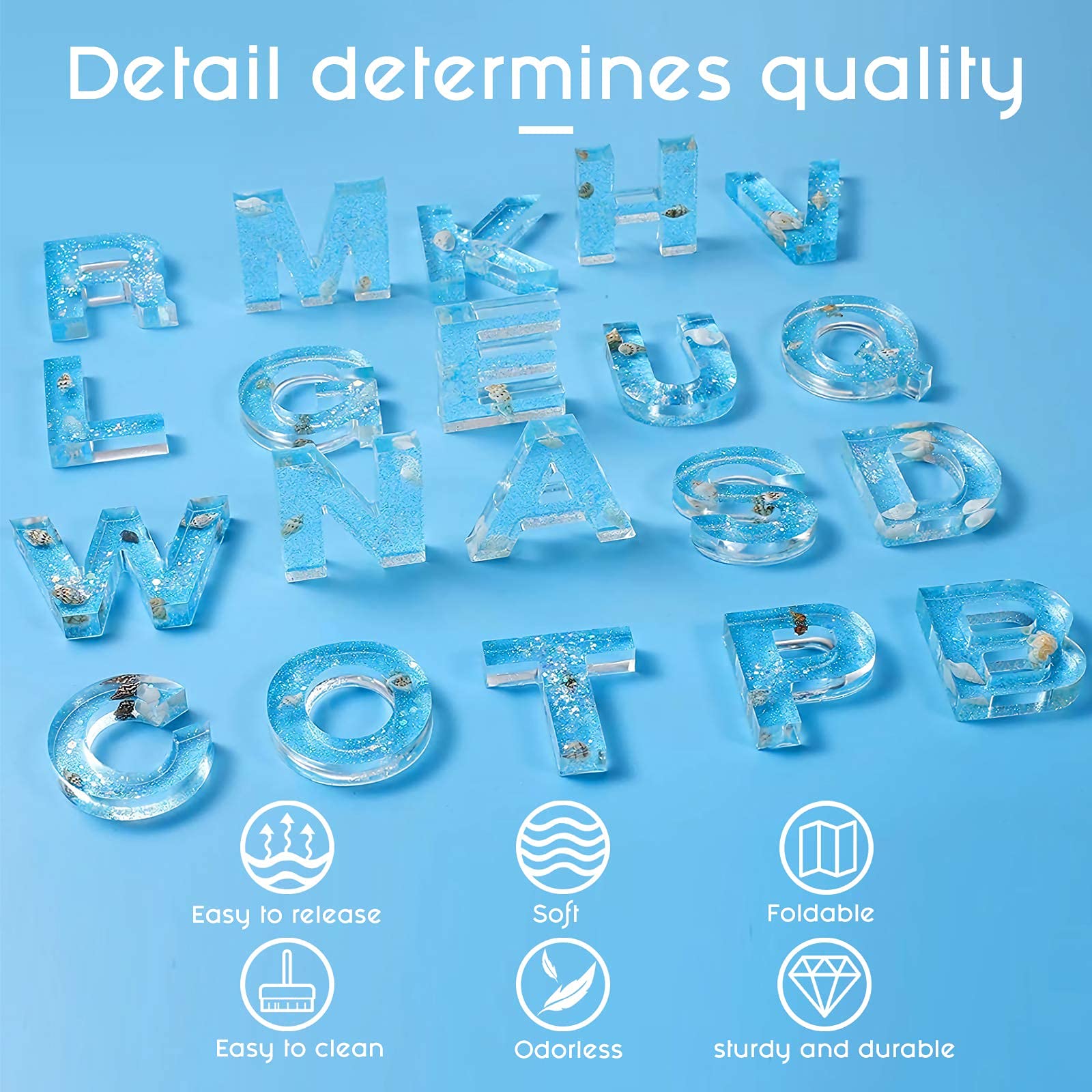 ALINREDBX 34-Piece Alphabet & Number Silicone Resin Molds for DIY Keychains, Jewelry Making - Includes Keychain Tassels & Pin Vise Set - Perfect for Epoxy Casting, DIY Crafts, and Personalized Gifts