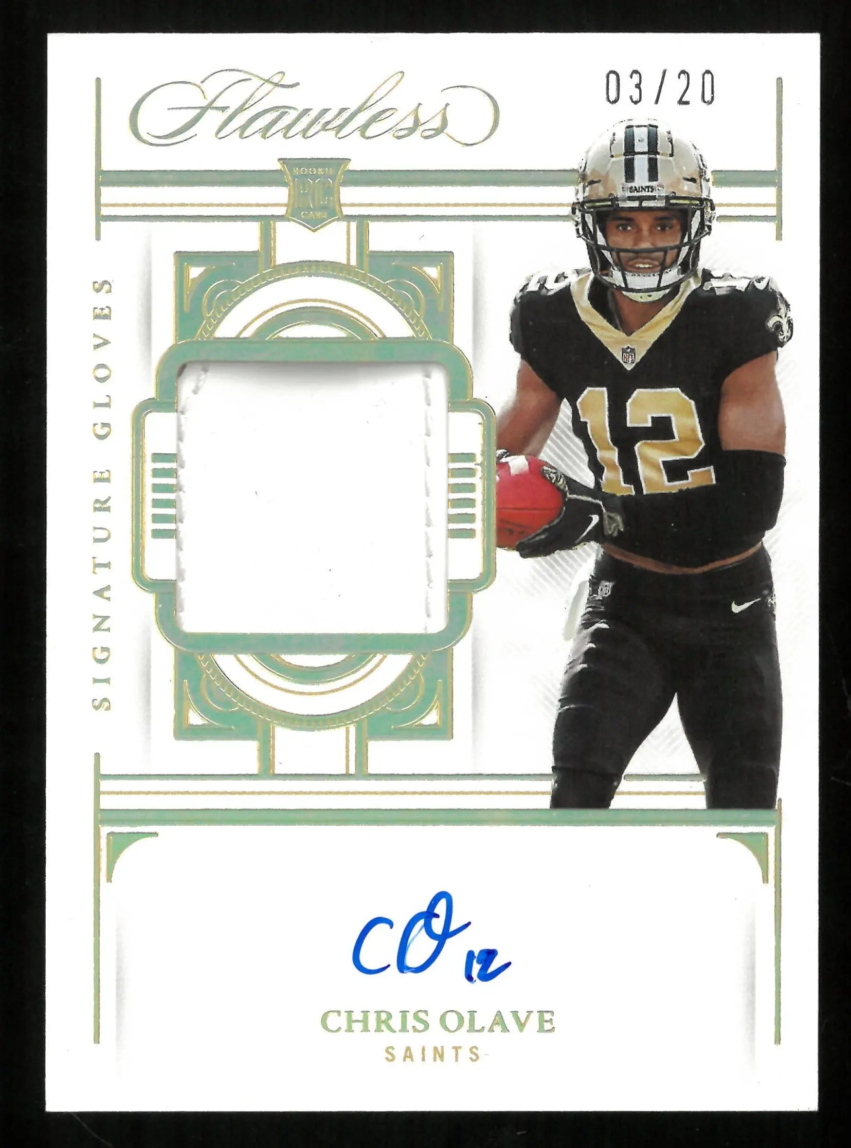 2022 Flawless Football Chris Olave Rookie Card Gold Foil Glove Relic Autograph /20 - Perfect for NFL Collectors & Fantasy Football Fans