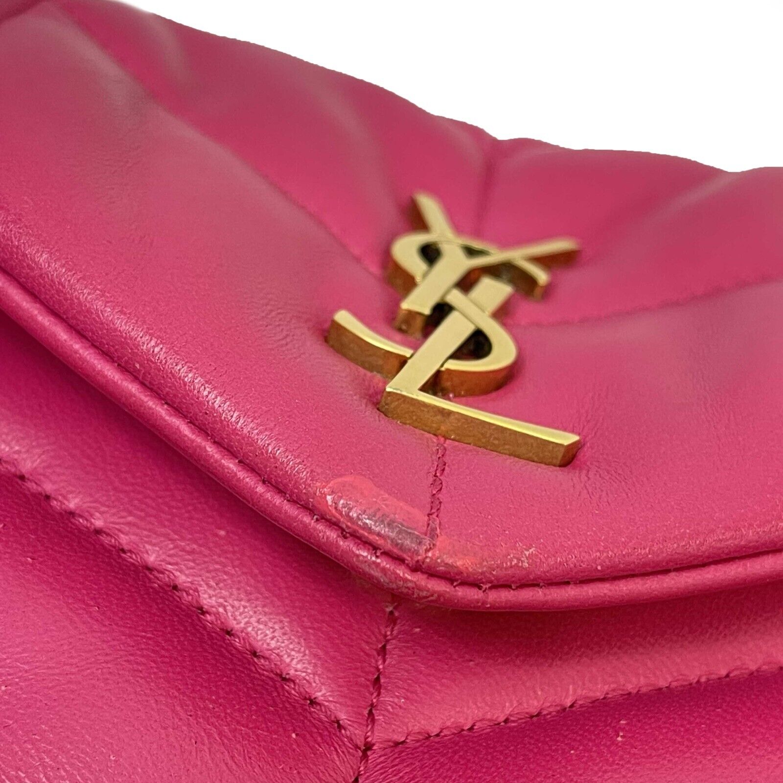 YSL Saint Laurent Puffer Toy Bag in Quilted Lambskin Fuchsia Pink - Luxury Crossbody Purse for Women, Perfect for Date Night & Evening Events