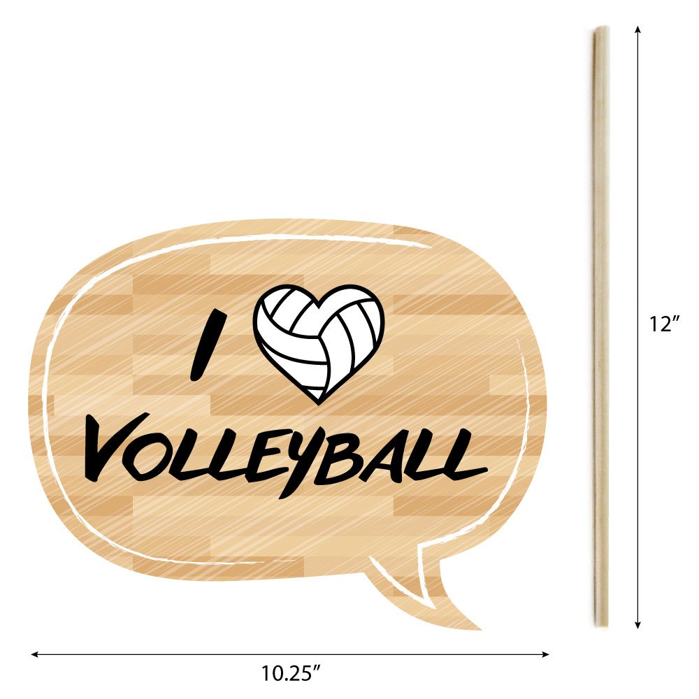 Big Dot of Happiness Volleyball Party Decorations - 20-Piece Photo Booth Props Kit for Sports Themed Parties, Team Celebrations & Game Day Events