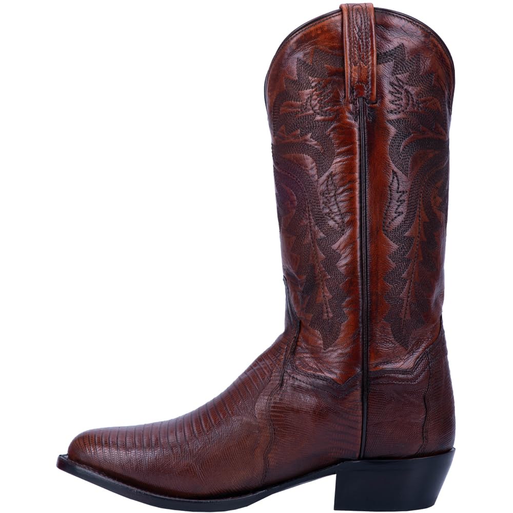 Dan Post Men's Winston Lizard Embroidered Round Toe Pull-On Dress Boots - Mid Calf Western Boots for Cowboy, Riding & Formal Occasions - Black