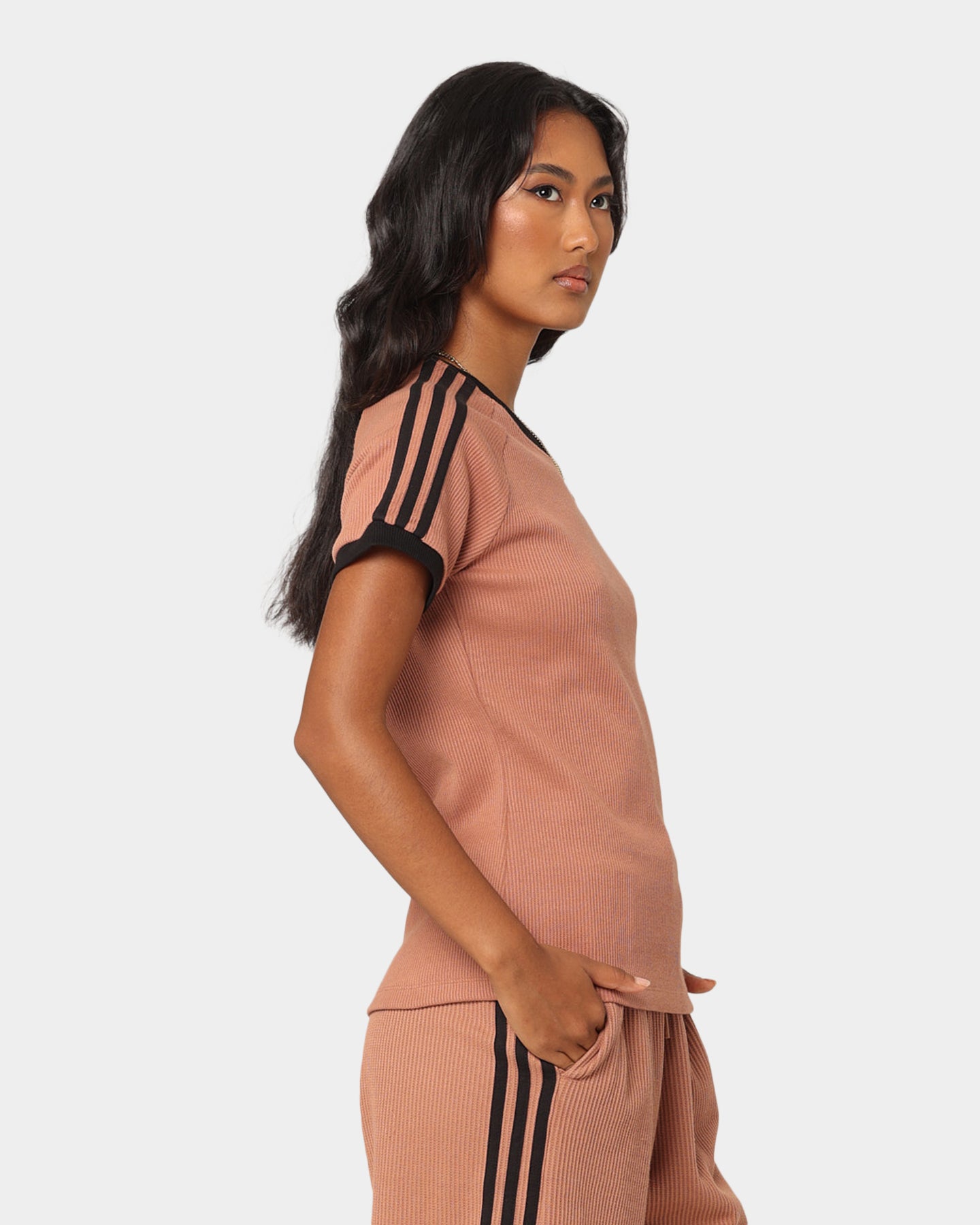 Adidas Women's 3 Stripe Slim Fit T-Shirt - Classic Casual Tee for Workout, Gym & Everyday Wear
