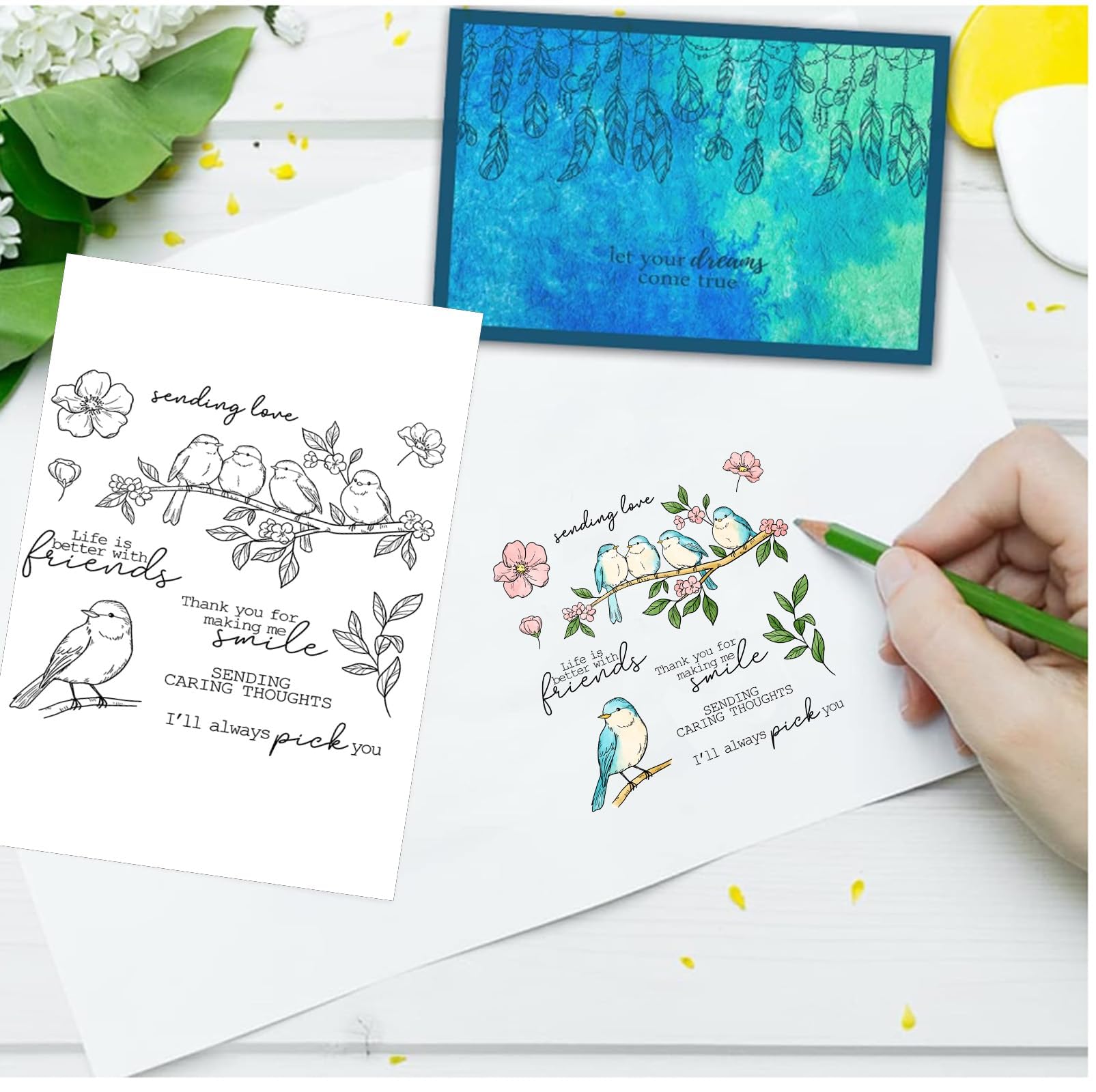 2024-2025 Bird Theme Clear Silicone Stamps and Metal Cutting Dies Set - DIY Scrapbooking, Greeting Cards, Paper Albums for Holidays, Birthdays & Home Decor | Perfect for Crafting, Card Making and Gift Wrapping Projects