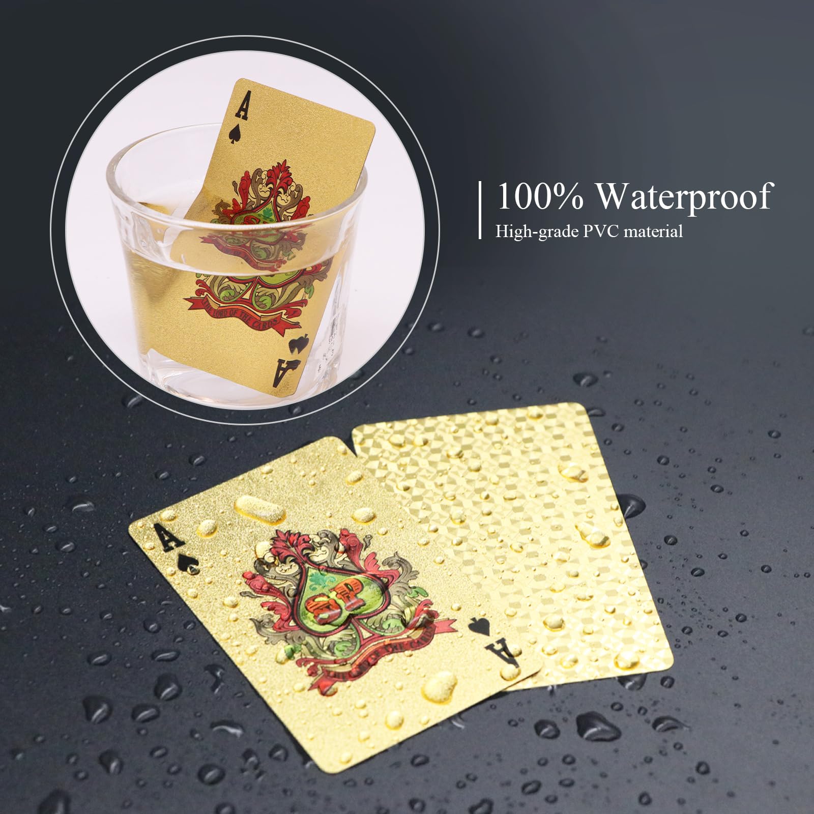 Waterproof Plastic Playing Cards Deck - Durable Gold Poker Cards for Outdoor, Travel & Casino Games - Perfect Gift for Card Players & Collectors