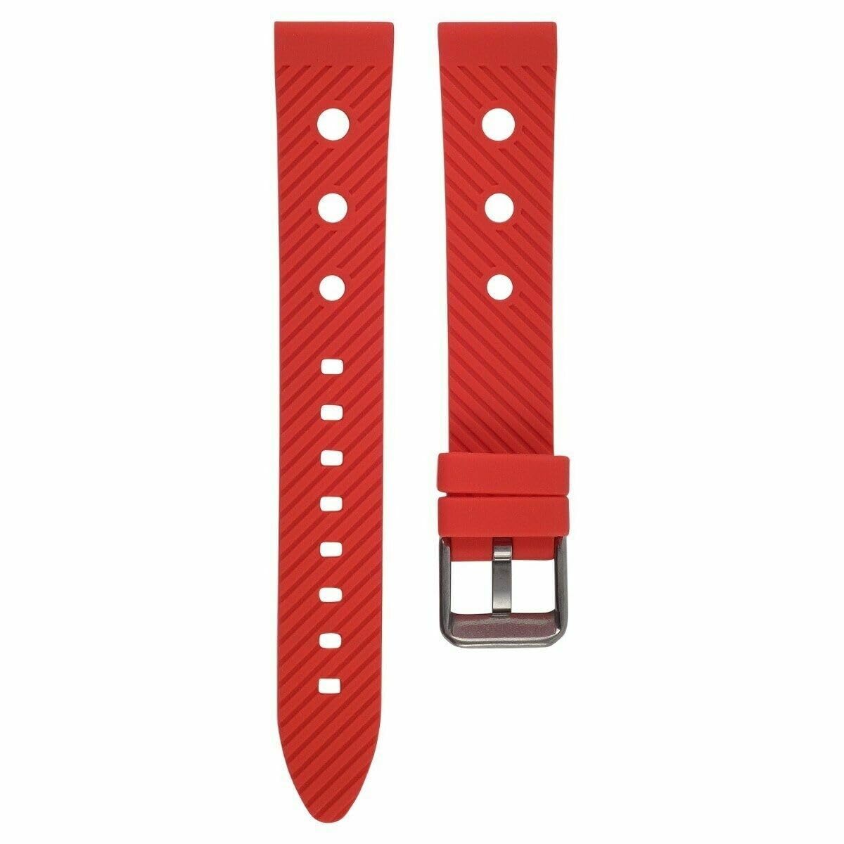 **18mm Rubber Diver Watch Band Strap Compatible with Breitling Chronomat A13035 Avenger Red - Durable Replacement Strap for Water Sports & Outdoor Adventures**