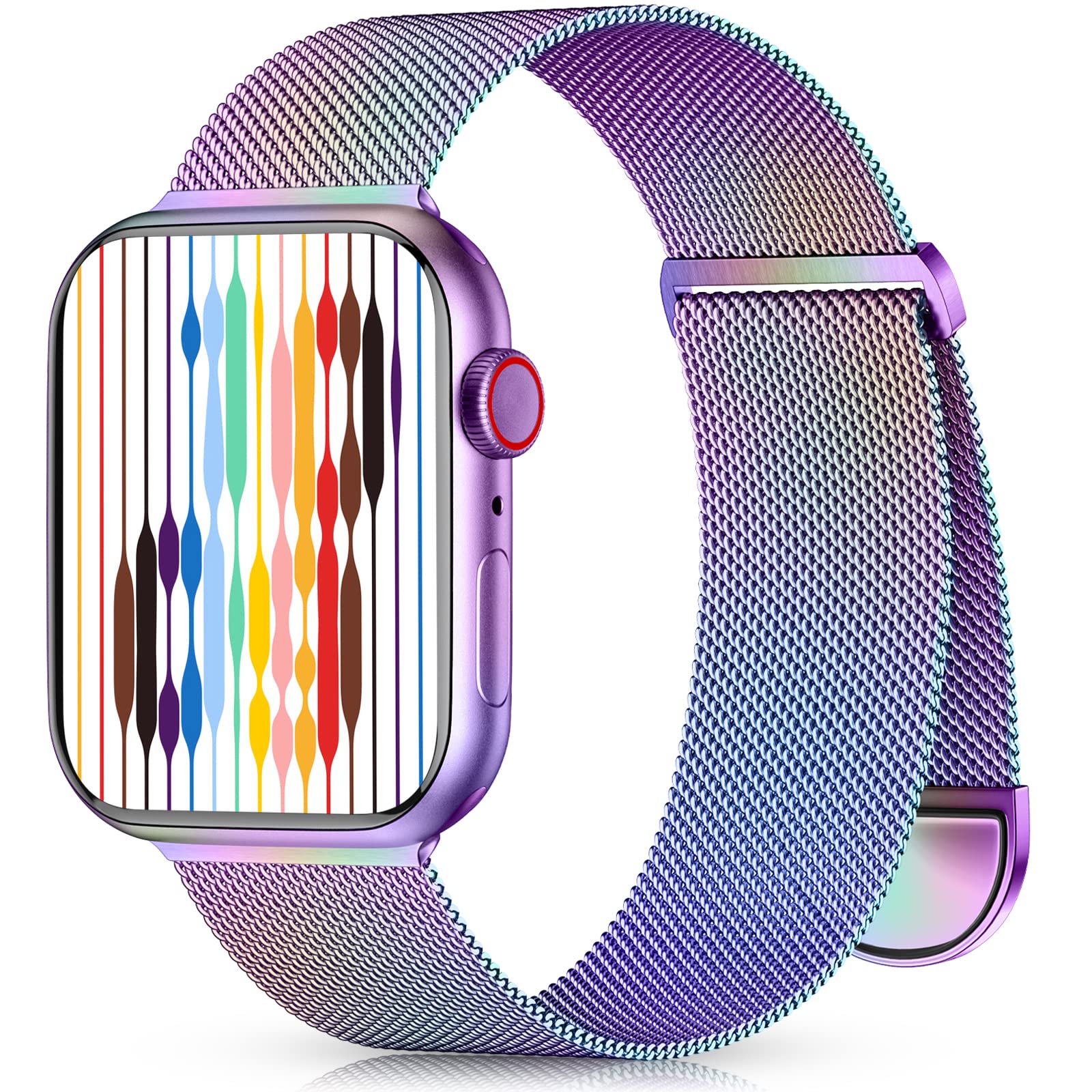 Premium Stainless Steel Milanese Loop Magnetic Band for Apple Watch Series 8/7/6/5/4/3/2/1/SE/Ultra - Compatible with 38mm 40mm 41mm 42mm 44mm 45mm 49mm - Elegant Unisex Design for Workout, Office & Everyday Wear