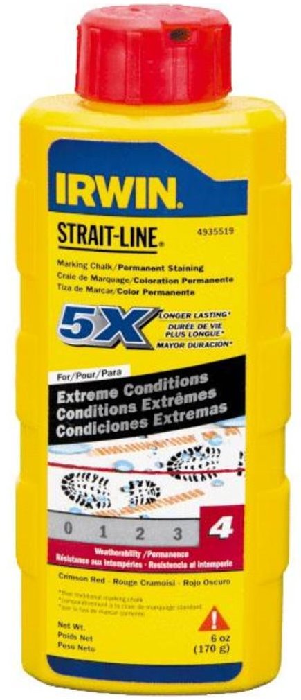 Straight Line Permanent Red Chalk - 8 Oz for Masonry, Concrete & Construction Marking | High-Visibility, Long-Lasting Staining Chalk
