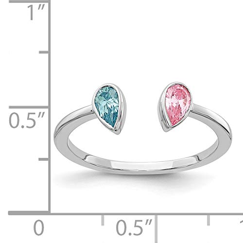 14K White Gold Blue Topaz and Pink Tourmaline Ring - Elegant Birthstone Jewelry for Women, Perfect for Anniversary, Engagement, or Gift Giving