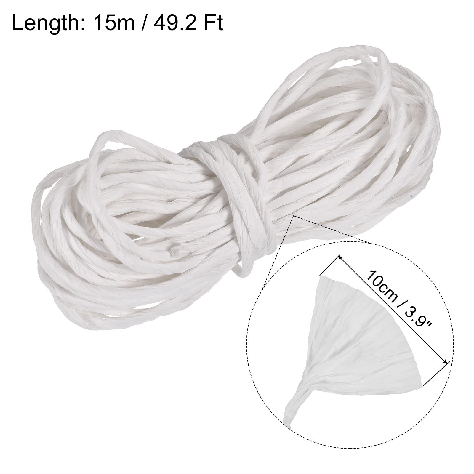 Handmade White Raffia Paper Craft Rope - 16.4 Yards Twisted DIY String for Gift Wrapping, Home Decor & Party Decoration | Eco-Friendly Packing Cord for Wedding, Christmas & Craft Projects