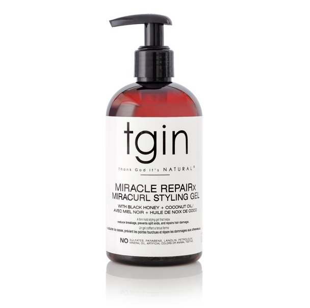TGIN Miracle RepairX Miracurl Styling Gel with Black Castor Oil & Biotin - 13oz for Curly Hair - Hydrating & Defining Gel for Natural Hair Care, Wash & Go, Twist Outs, Braid Outs