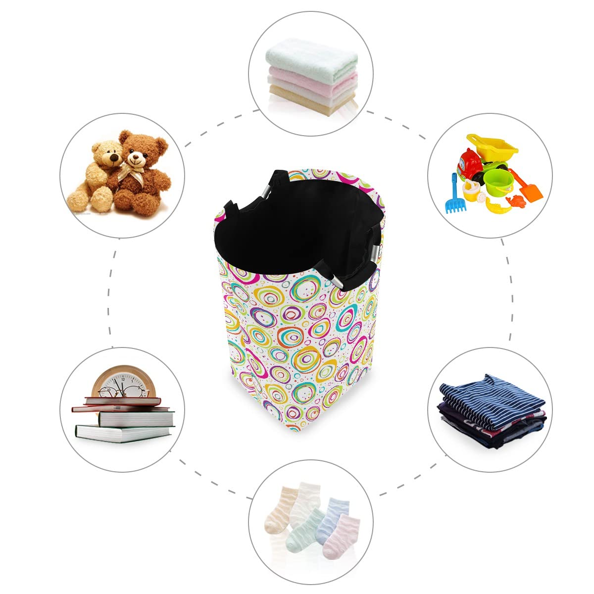 Foldable Collapsible Laundry Basket with Handles - Geometric Pattern Laundry Hamper for Bathroom Organization, Storage & Laundry Room Decor | Perfect for Dorm, Apartment & Travel Use