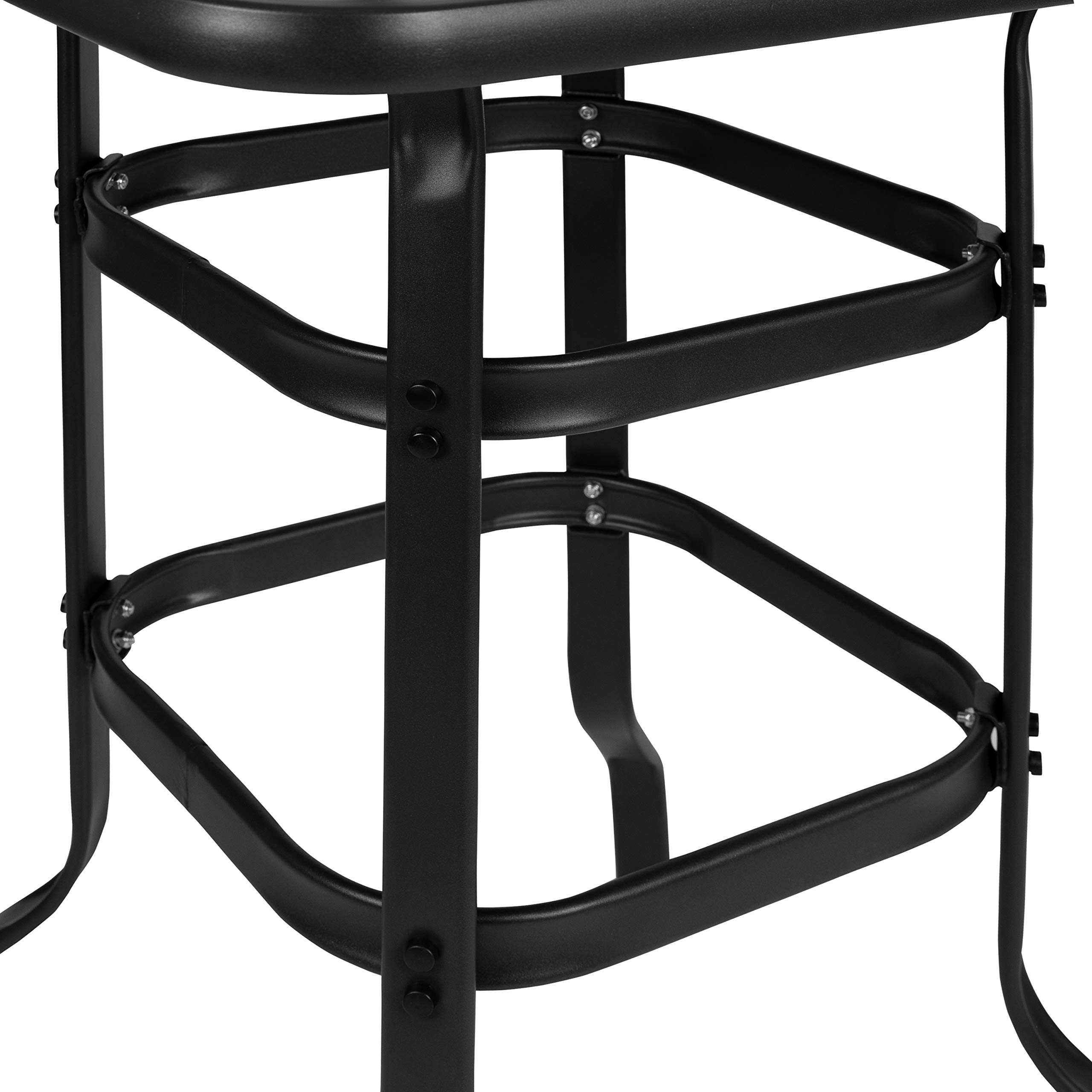 5-Piece Glass Bar Table Set with 4 Gray Patio Bar Stools - Modern Outdoor Dining Furniture for Patio, Garden, and Backyard Entertaining