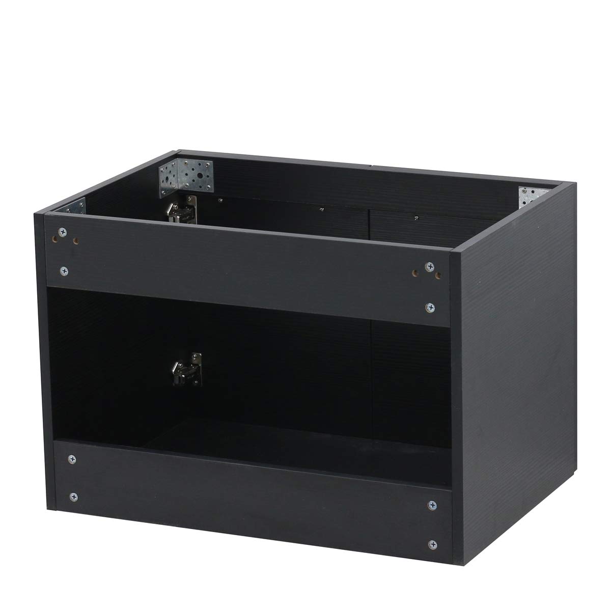 Wall Mount Floating Bathroom Vanity Sink Set with Black Vanity & Flat Stone Countertop - 24 Inch Modern Ceramic Basin for Small Bathroom, Powder Room or Master Bath Remodel