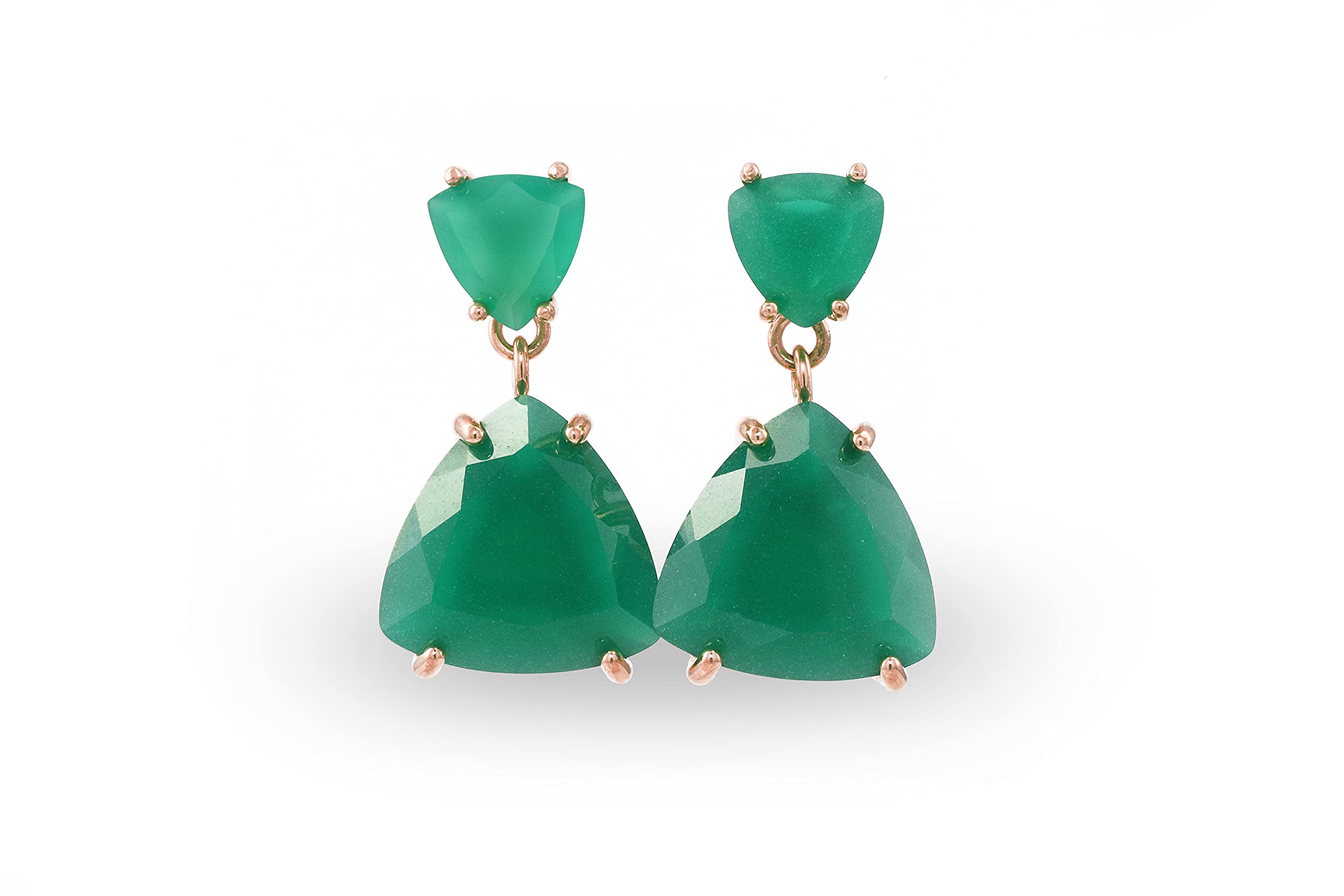 Exquisite Green Onyx Dangle Earrings for Women - Handmade Double Stone Stud Fashion Jewelry - Perfect for Weddings, Parties & Special Occasions | Unique Gift for Her
