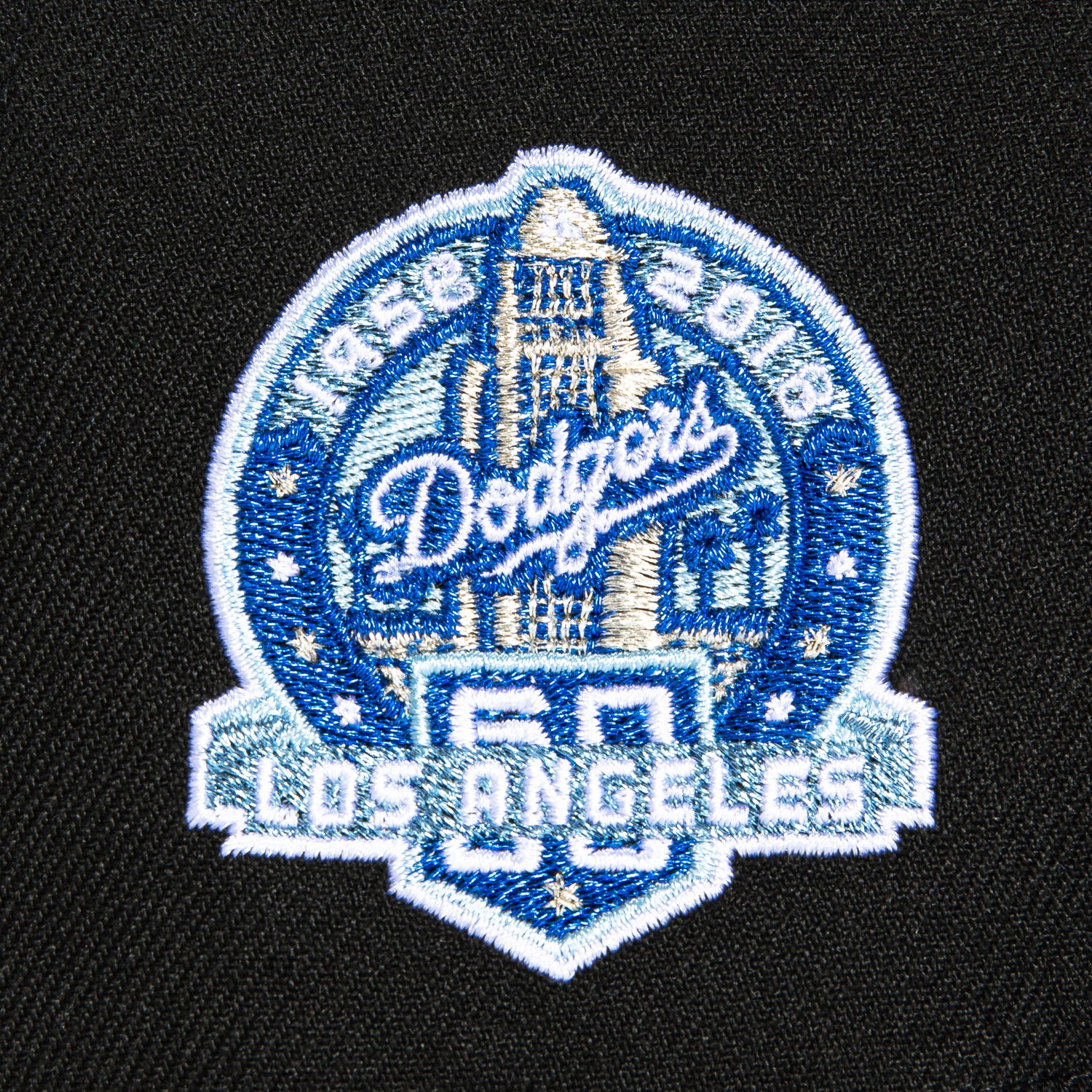 New Era 59Fifty Los Angeles Dodgers 60th Anniversary Patch Snapback Hat - Black & Royal Blue - Official MLB Baseball Cap for Men & Women - Perfect for Games, Collecting & Streetwear Fashion