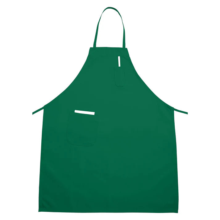Winco Full Length Bib Apron with Pockets - Bright Green - Durable Kitchen & BBQ Apron for Cooking, Grilling & Cleaning