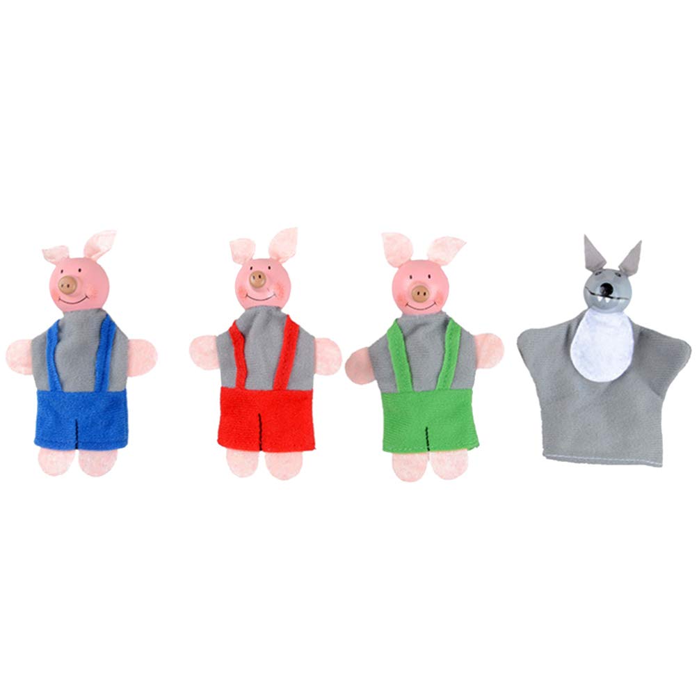 NUOBESTY 4pcs Three Little Pigs and Wolf Finger Puppet Set - Storytelling Theater Toys for Kids, Toddlers - Easter Basket Stuffers, Stuffed Animals (Perfect for Story Time, Classroom Activities & Gift Giving)