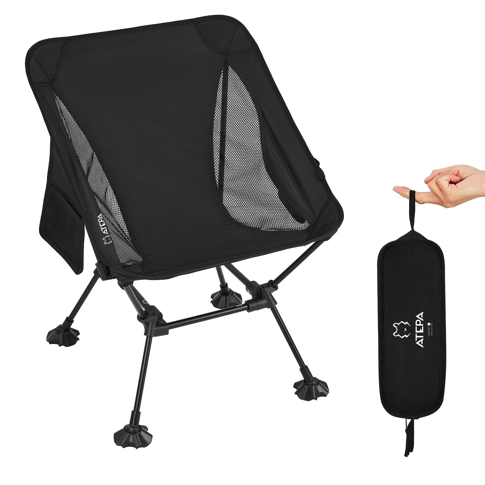 Ultralight Aluminum Camping Chair for Backpacking & Hiking - Compact Portable Folding Beach Chair with Anti-Sinking Feet - Perfect for Outdoor Adventures, Beach Trips, Picnics and Travel