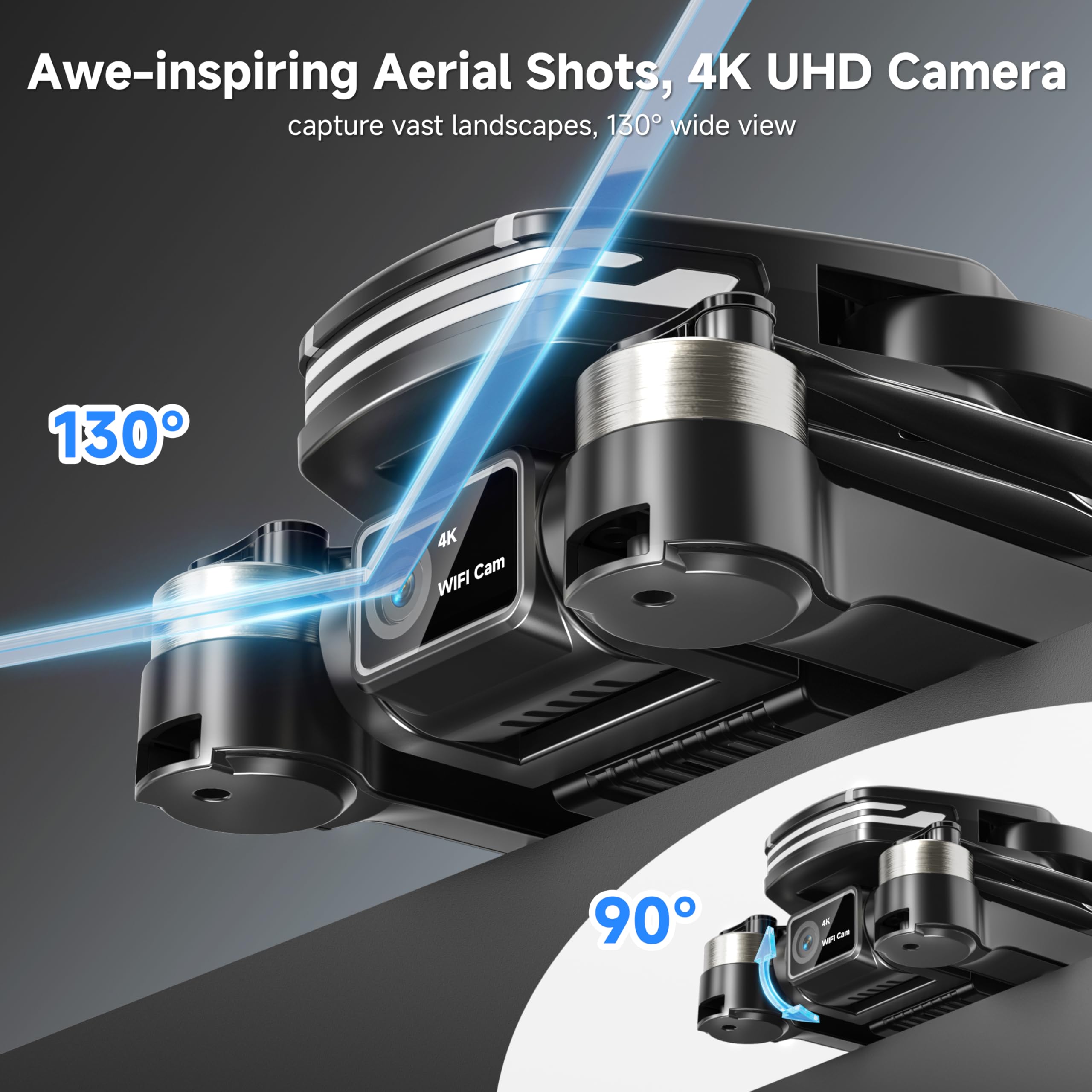 4K FPV Foldable RC Drone with Brushless Motor - WiFi, Voice Control, Gesture Photography for Adults & Beginners | 1500mAh Battery, 130° Lens, Propeller Guards | Perfect for Aerial Photography, Outdoor Adventures & Gift for Men, Boys