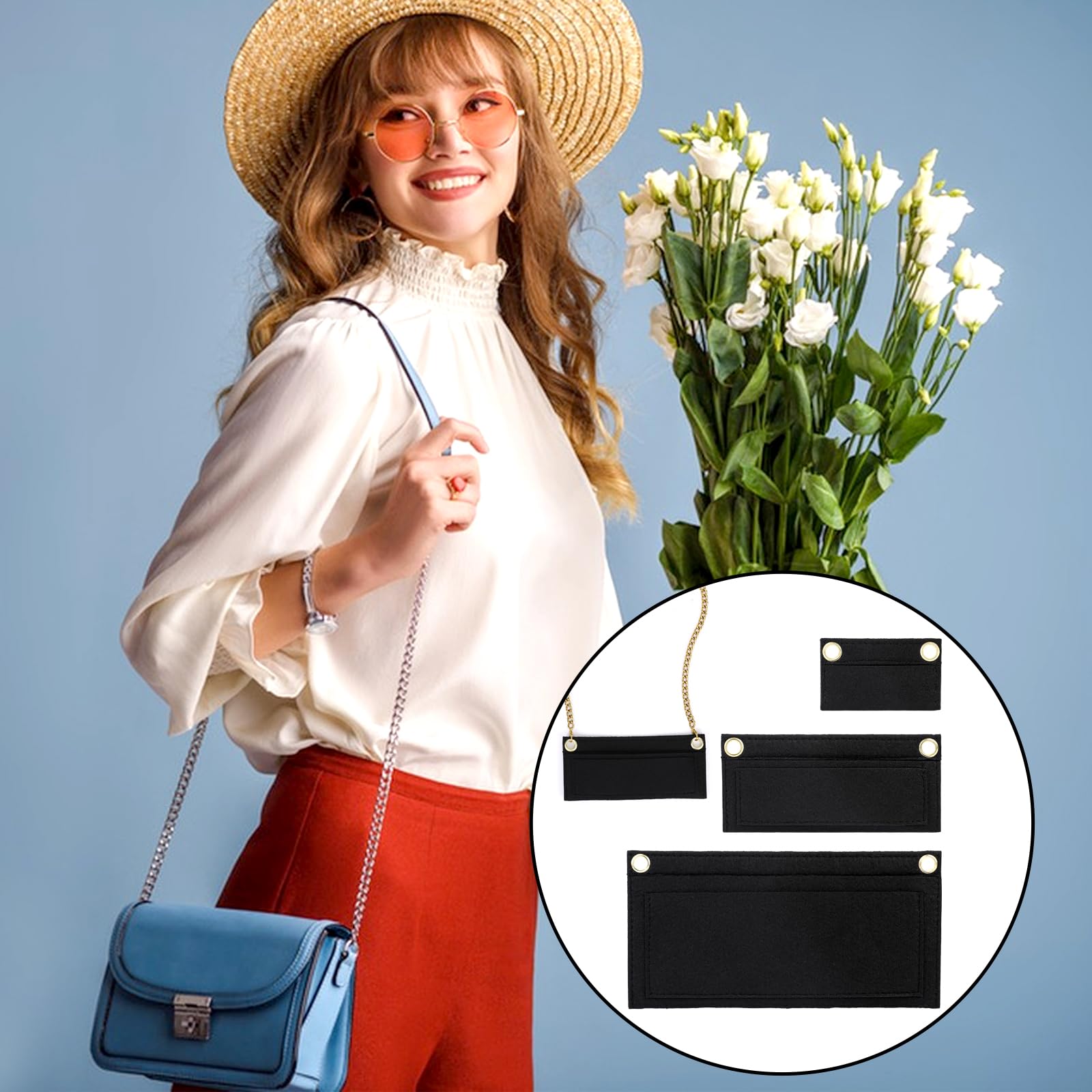 3-Piece Felt Purse Organizer Insert - Handbag Inner Pocket Storage for Tote, Clutch & Envelope Bags | Women's Bag Organizer for Daily Use, Travel & Work Accessories
