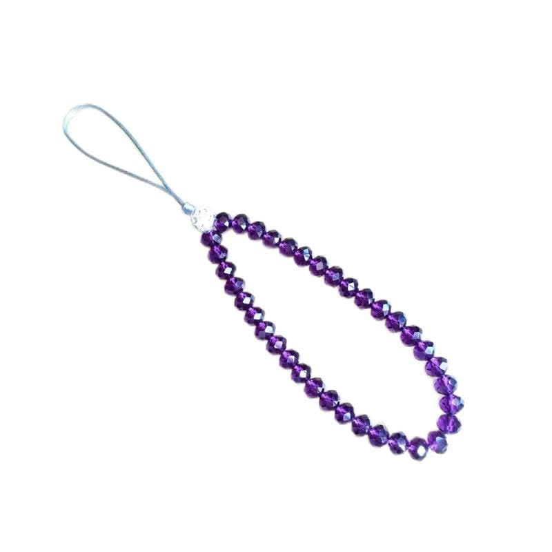 Sparkling Crystal Beaded Phone Lanyard Wrist Strap - Kawaii Anti-Lost Phone Charm Keychain for Women & Girls (Purple) | Perfect for Phone Security, Fashion Accessory & Gift Giving