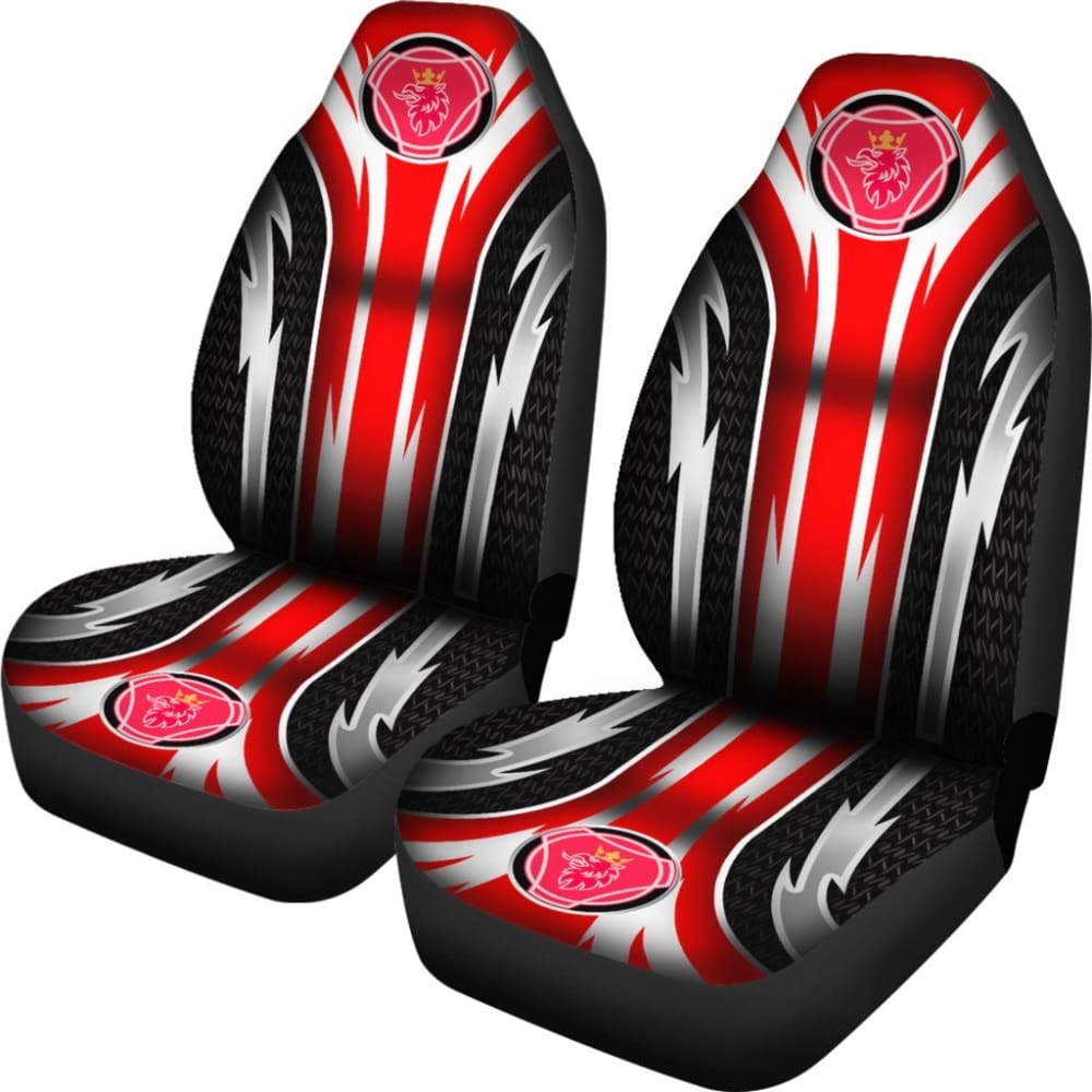 Premium 2-Piece Front Scania Seat Covers in Red (Part# 144627) - Durable Protection for Truck & Semi-Truck Drivers - Perfect for Long Hauls & Work Commutes
