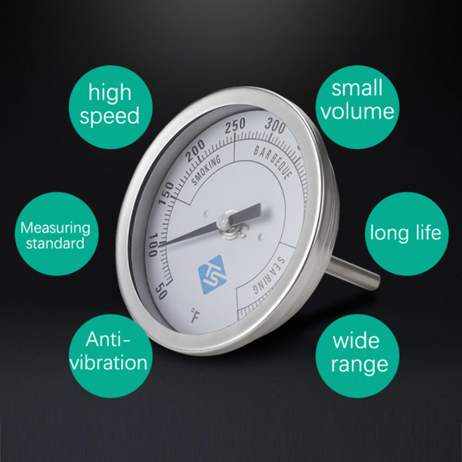 1/2NPT Thread Oven Thermometer with 83mm Round Dial - High Precision BBQ Grill Temperature Gauge (50-550℉) for Meat Smoking, Baking, and Outdoor Cooking
