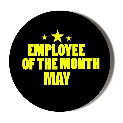 Employee of the Month Award - May Edition - 58mm Handheld Mirror with Yellow Lettering on Black Background - Perfect for Office Recognition, Gifts & Awards Ceremonies