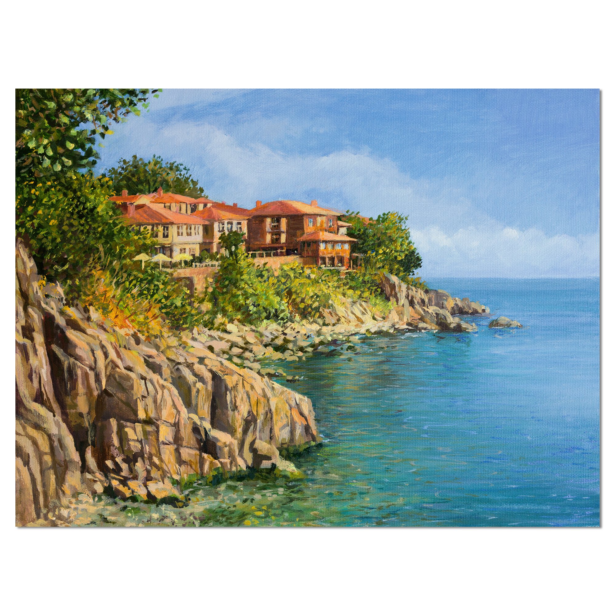 Blue Summer Sea Landscape Painting - Coastal Wall Art Canvas Print for Beach House Decor, Living Room & Office