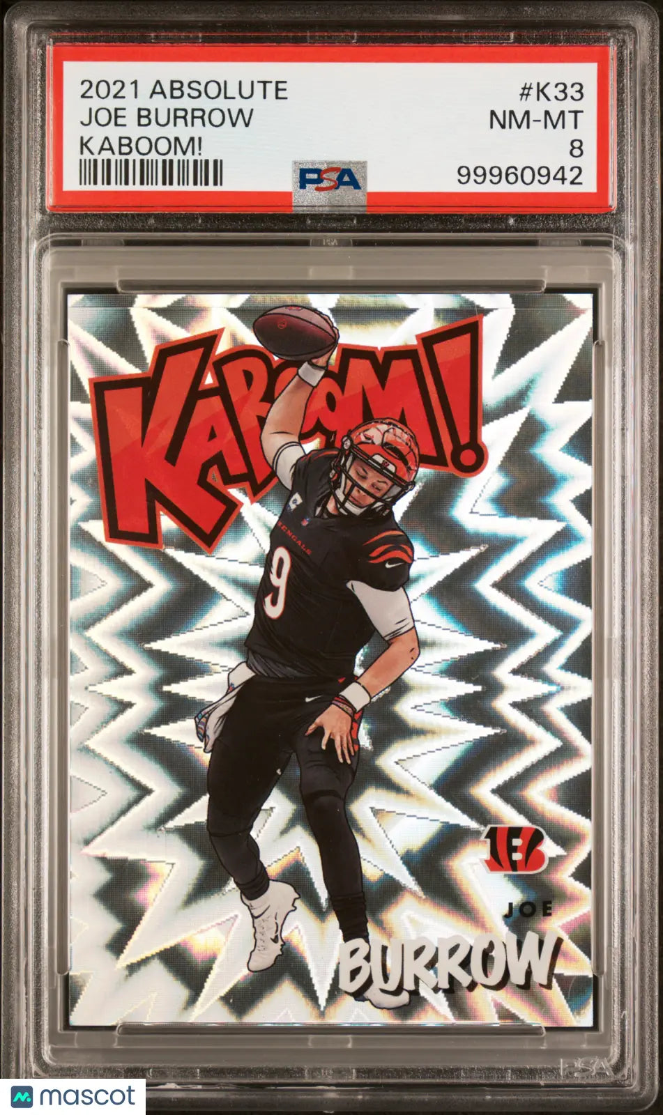 2021 Panini Absolute Kaboom! Joe Burrow #K33 PSA 8 Football Trading Card - Perfect for Collectors, Sports Fans & Fantasy Football Enthusiasts