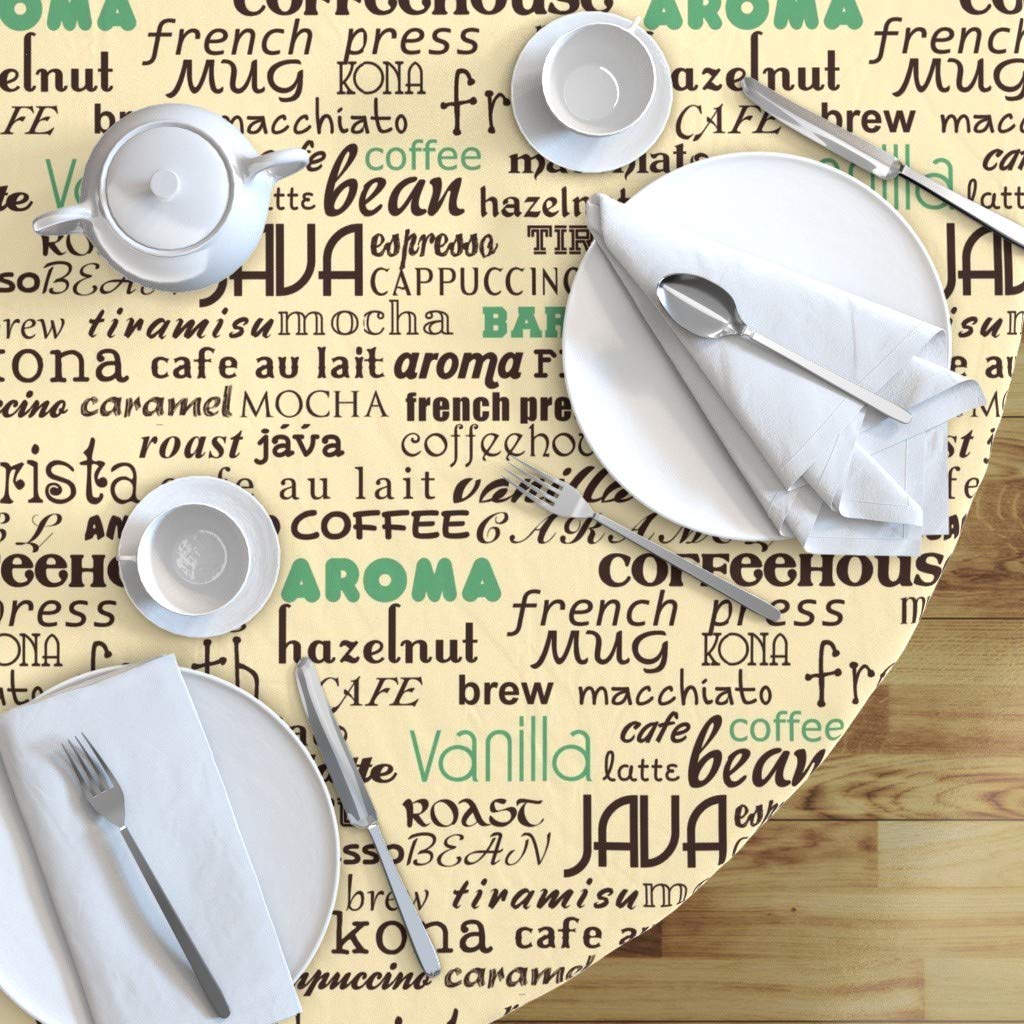 Custom Printed Coffee Typography Words Cotton Sateen Tablecloth - 70