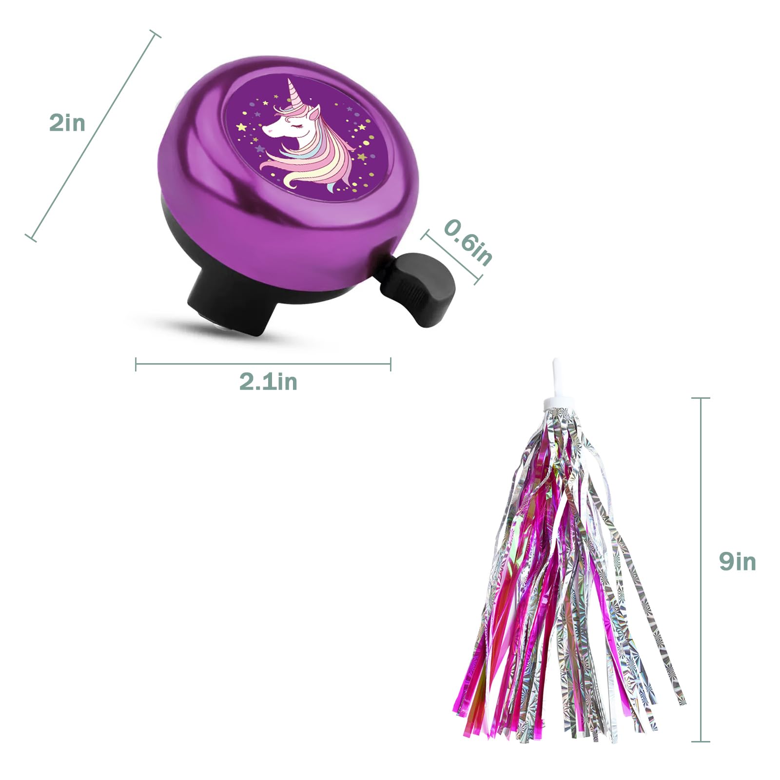 Kids Bike Bell with 2 Streamers - Cute Bicycle Accessories for Boys & Girls | Perfect for Birthday Gifts & Cycling Safety