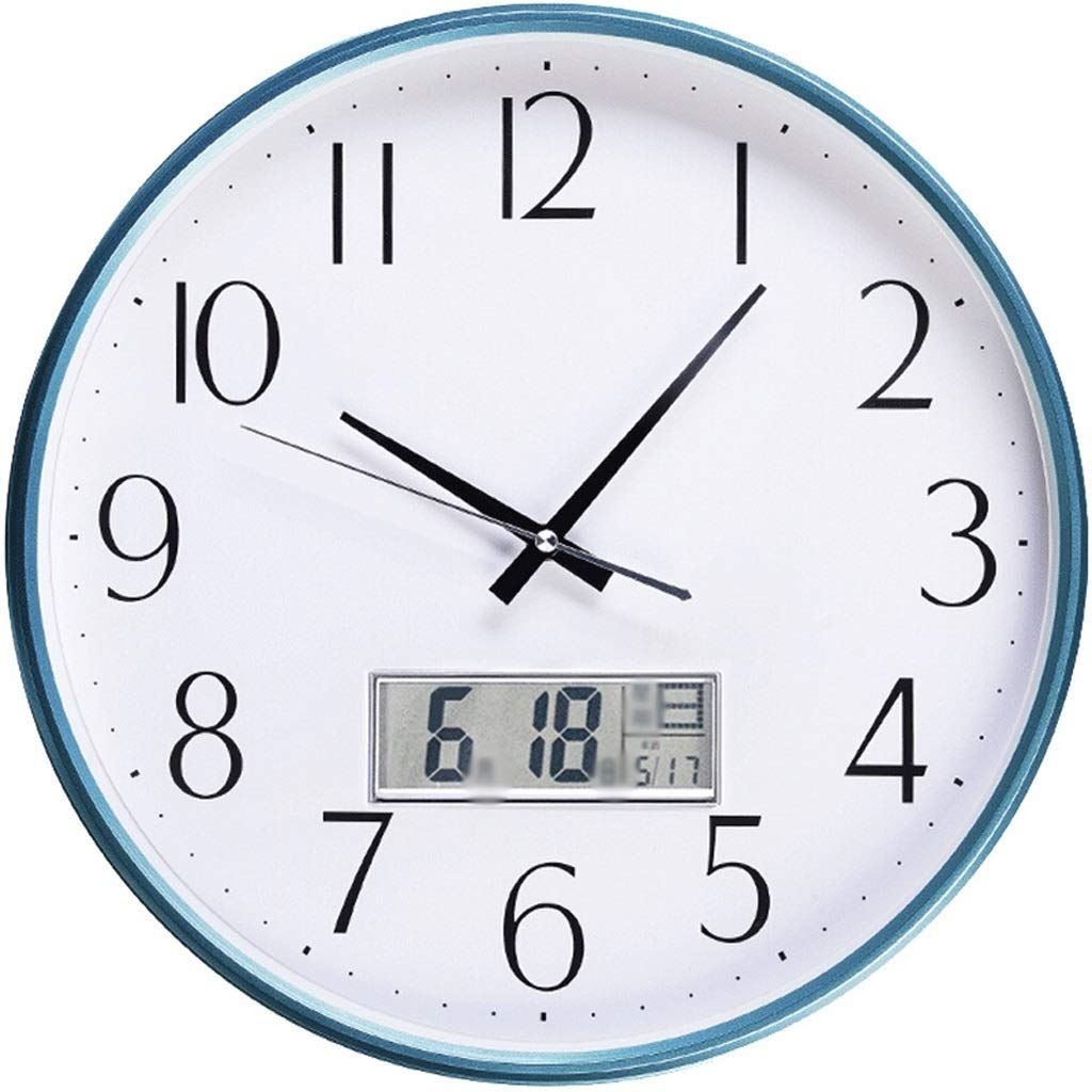 PAIHUIART 13 Inch Silent Wall Clock with Perpetual Calendar - Modern Round Quartz Decorative Clock for Living Room, Bedroom, Office & Kitchen - Blue Home Decor (Perfect for Home, Office, Dorm & Gift Giving)
