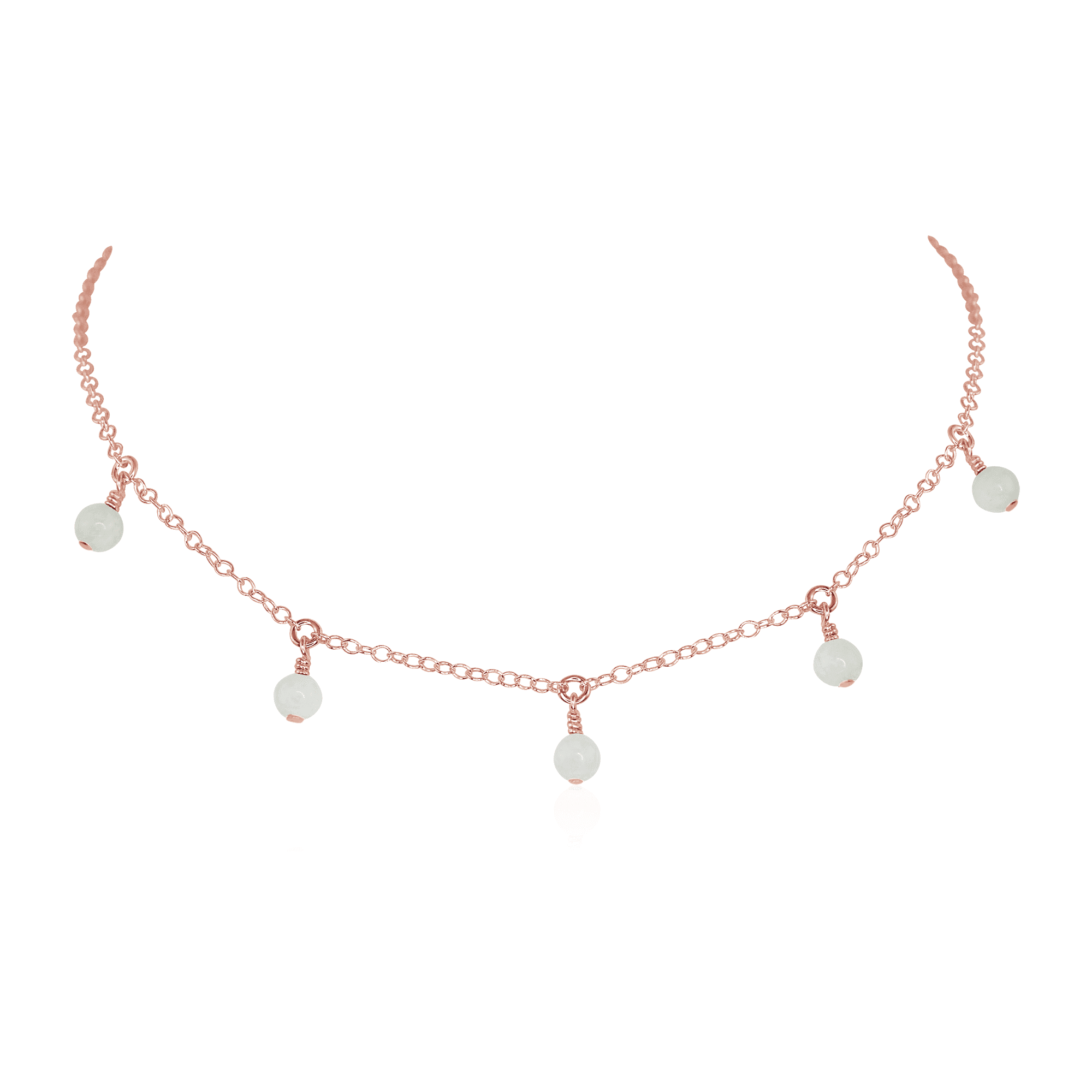 White Moonstone Bead Drop Choker Necklace - Elegant Bohemian Jewelry for Women | Perfect for Weddings, Parties & Everyday Wear