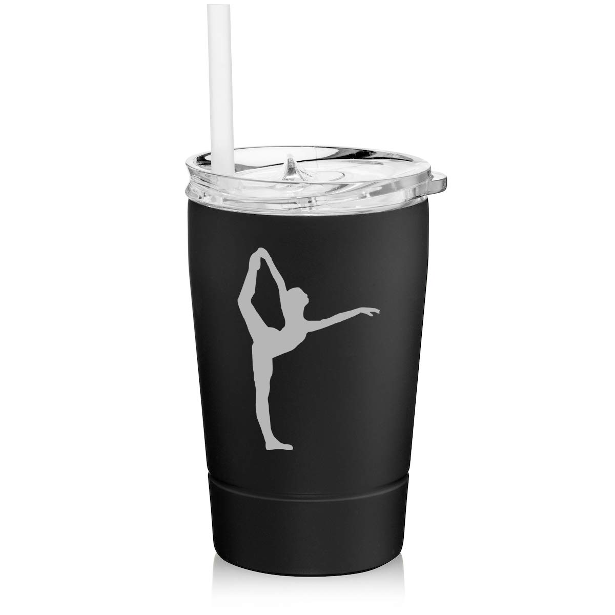 12 oz Stainless Steel Vacuum Insulated Tumbler with Straw - Double Wall Insulated Coffee Travel Mug for Hot & Cold Drinks - Perfect for Dancers, Gymnasts, Gym, Office & Outdoor Activities (Black)