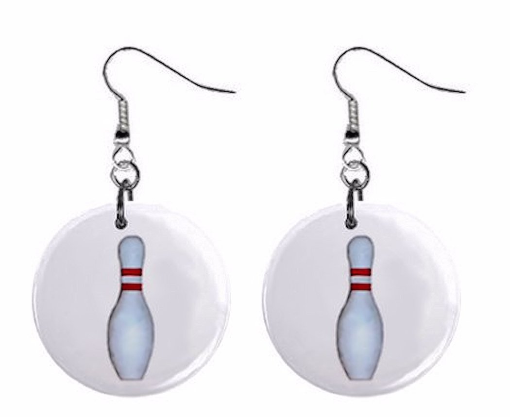 Bowling Pin Dangle Earrings - 1 Inch Cute Button Style Jewelry for Women | Perfect for Bowling Enthusiasts, Cosplay & Unique Fashion Accessories