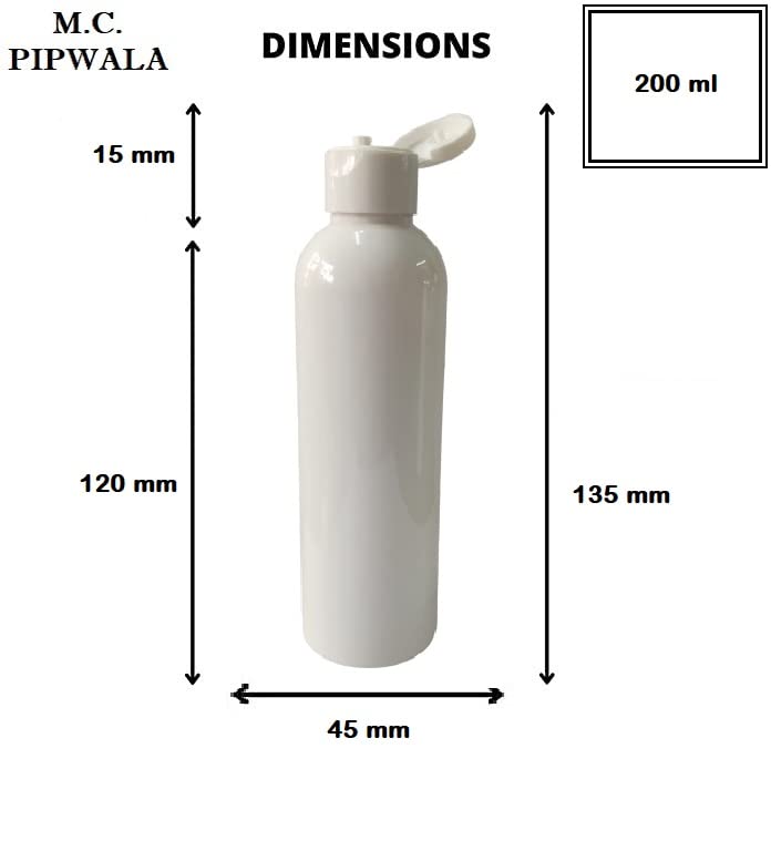 200ml Refillable Travel-Size Plastic Squeeze Bottles - Milky White Round Flip-Top Leak-Proof Containers for Toiletries, Shampoo & Cosmetics | Pack of 6 | Perfect for Travel, Gym & Home Organization
