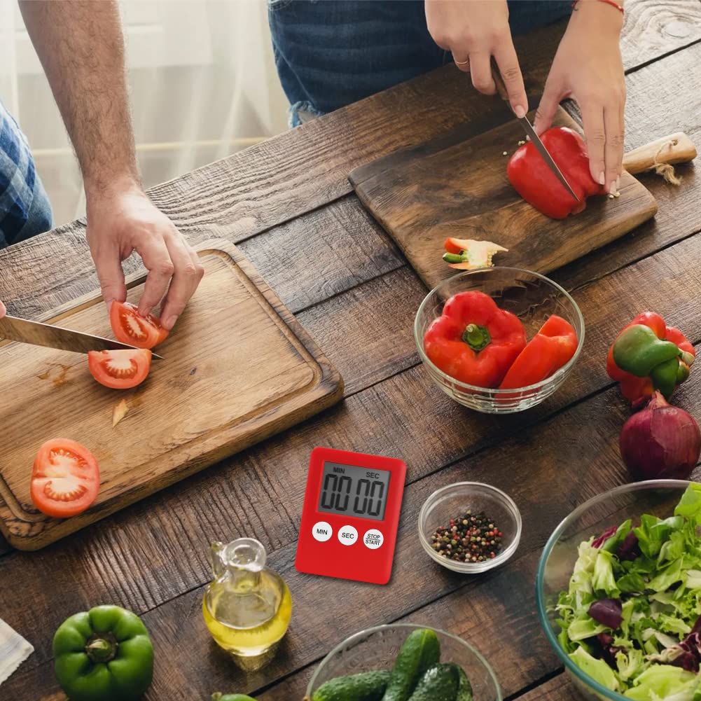 4-Pack Digital Kitchen Timer with Magnetic Back - Countdown Stopwatch Alarm Clock for Cooking, Baking, Gym, Study & Teeth Brushing (4 Colors) - Perfect for Home, School & Office Use