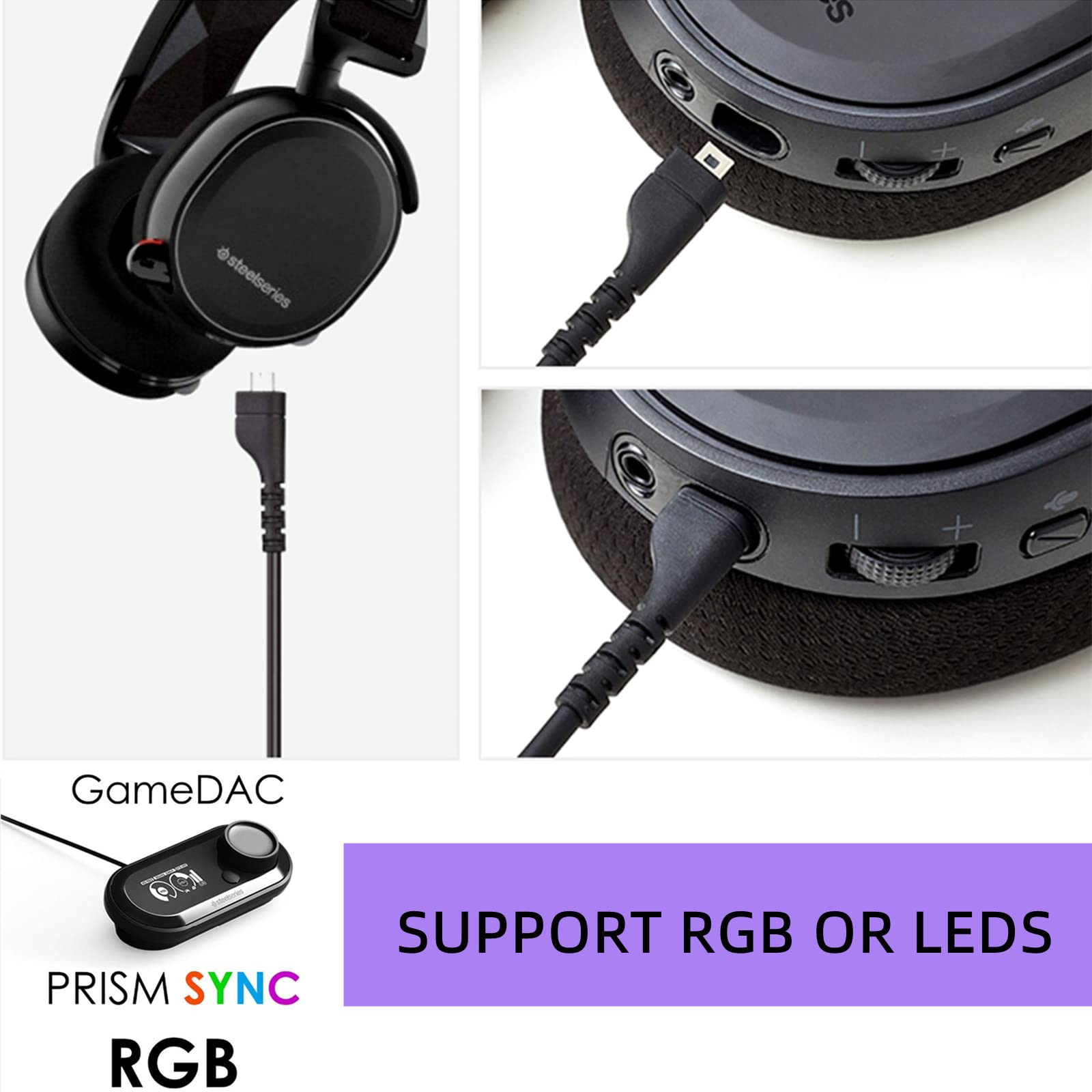 SteelSeries Arctis 5/7/3/Pro Replacement Audio Cable with Sound Card - High Quality Gaming Headset Cord (Black) | Perfect for PC, PS4, Xbox Gaming & Streaming