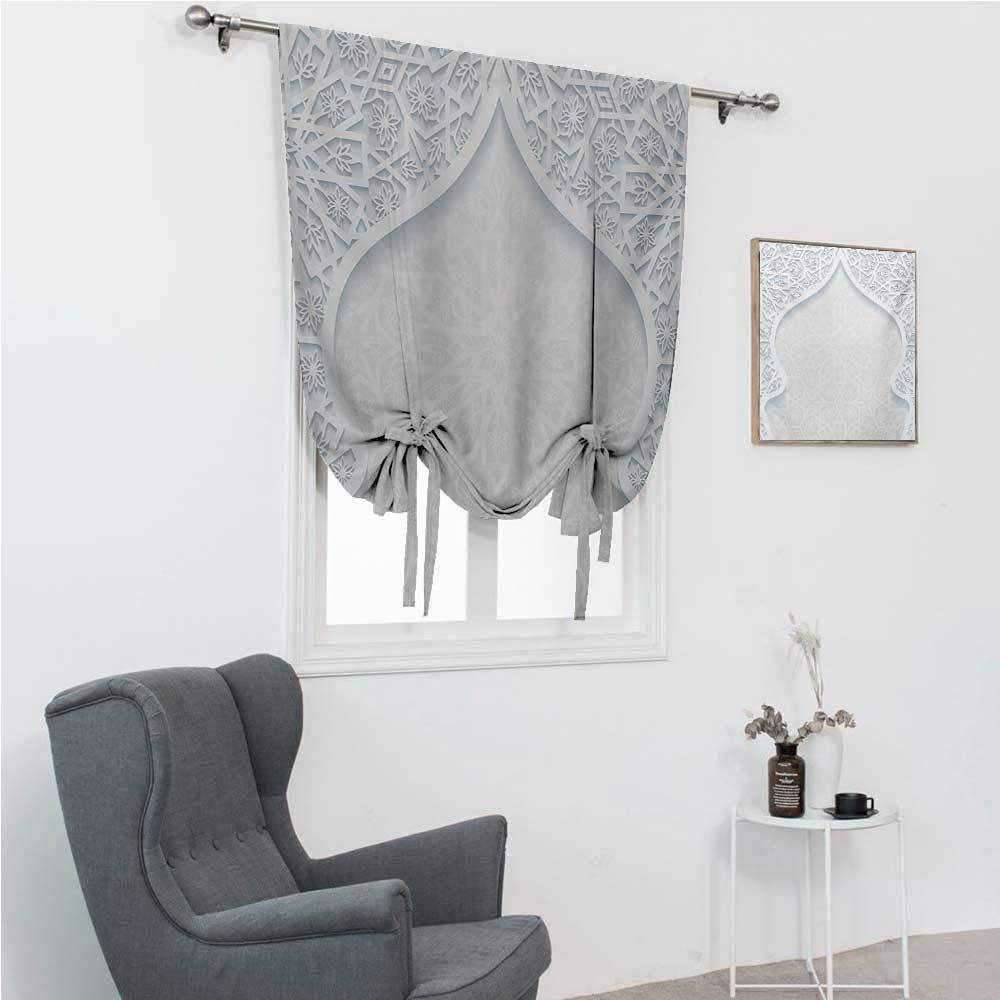 Roman Shades for Windows - Pale Blue Arabesque Style Floral Cultural Design (39