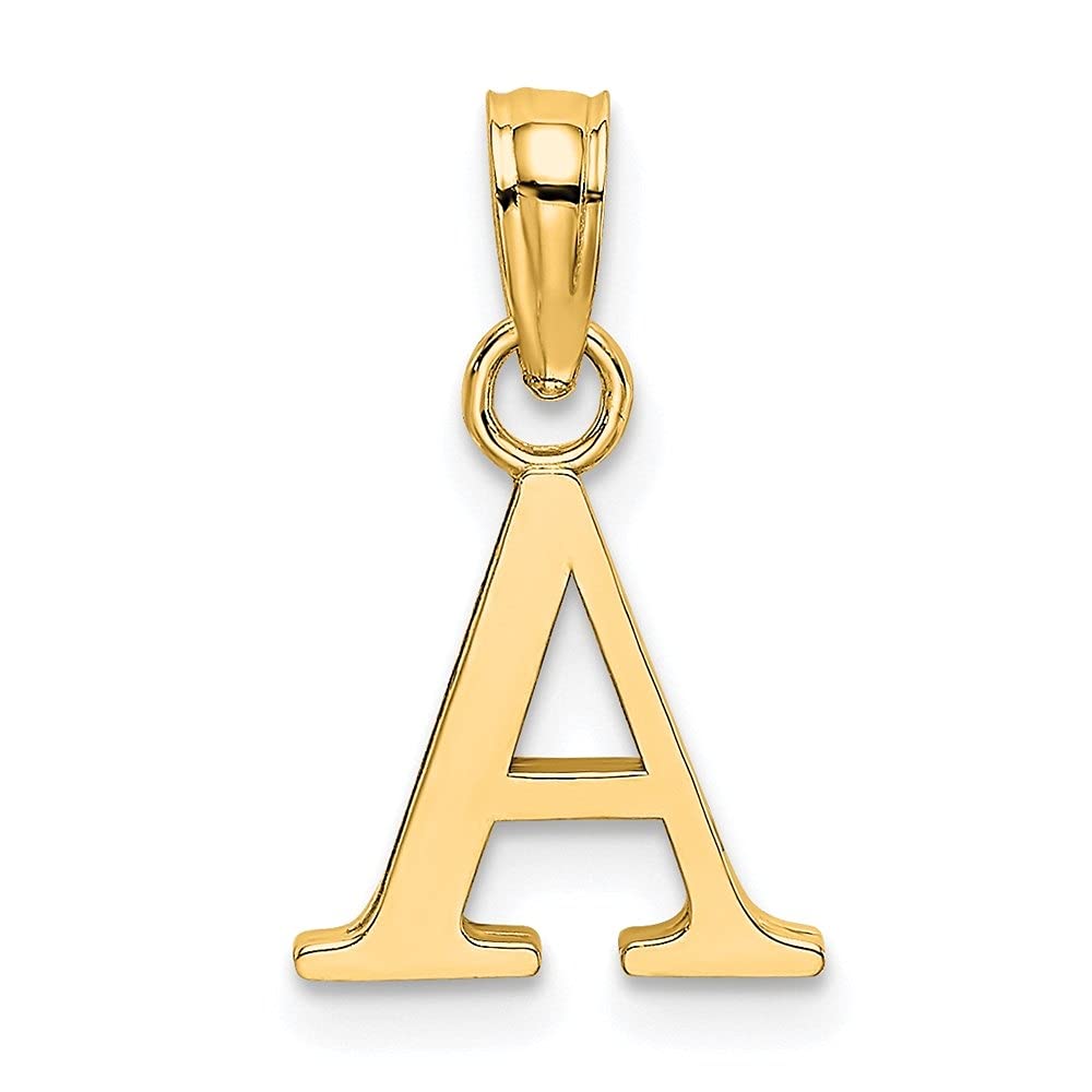 14K Yellow Gold Polished Block Alphabet Initial Pendant Necklace for Women - Personalized Name Letter Jewelry Gift for Her | Birthday, Anniversary, Valentine's Day Present