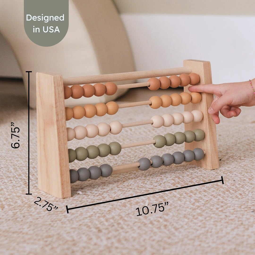 Boho Abacus - Wooden STEM Toy for Toddlers - Montessori Math Learning Beads - Modern Educational Toy for Kids - Boho Nursery & Playroom Decor - Perfect for Home, Classroom, and Preschool Learning Activities
