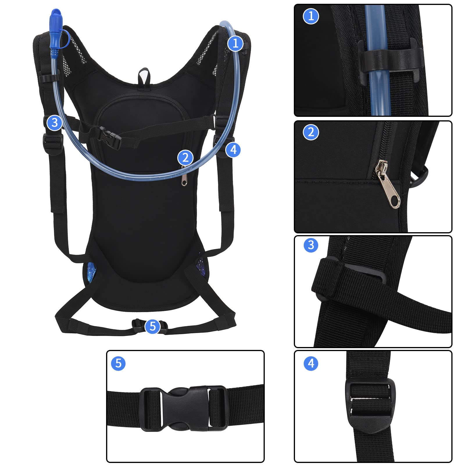 2L Hydration Backpack with Leak-Proof Bladder - Lightweight Water Pack for Running, Hiking, Cycling & Outdoor Activities | Perfect for Men & Women at Music Festivals, Marathons & Adventure Sports
